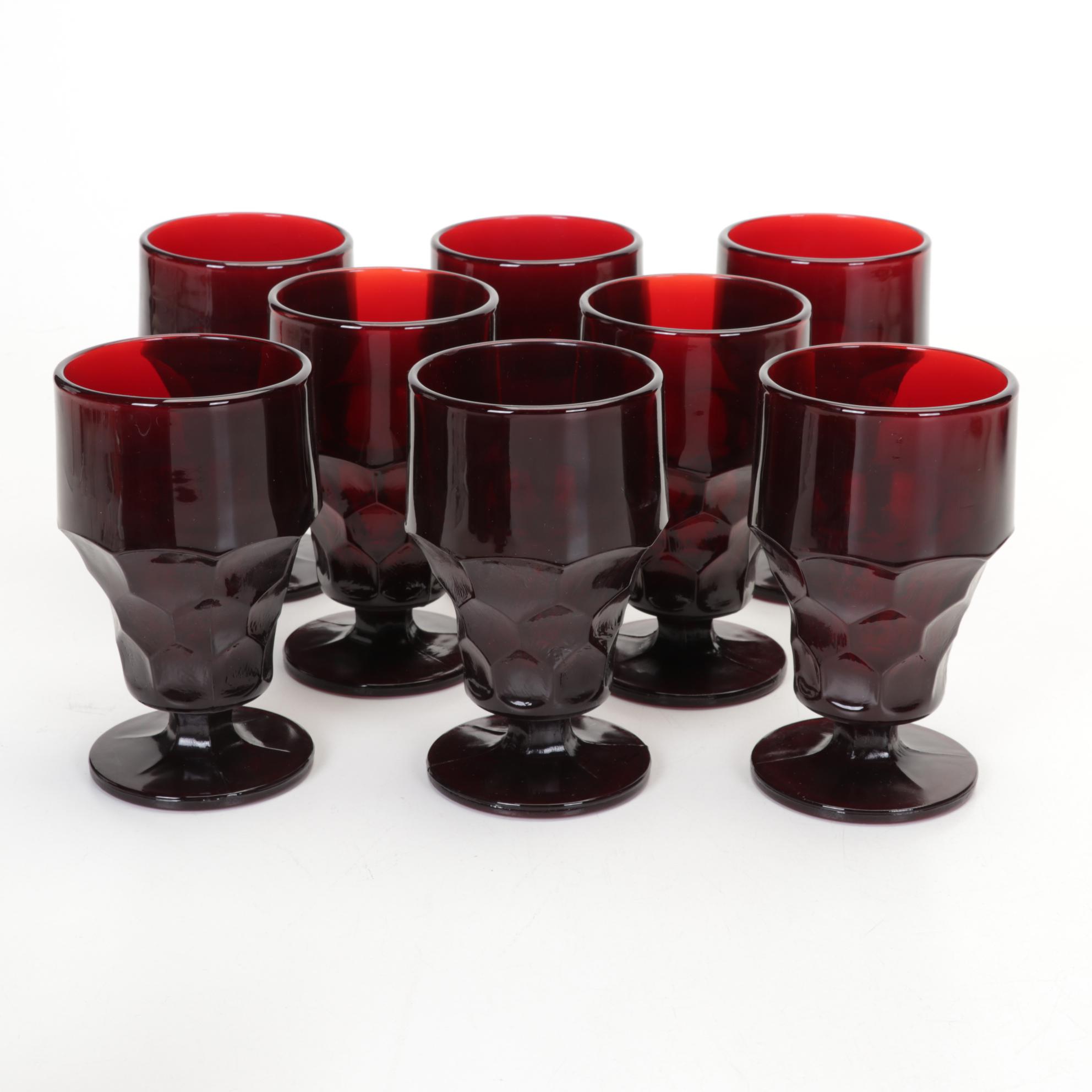 Anchor Hocking "Georgian" Ruby Red Glasses and Corning Vision Cookware