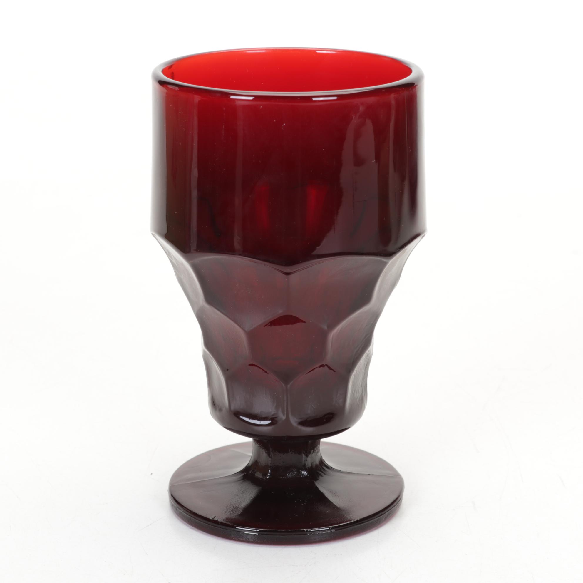 Anchor Hocking "Georgian" Ruby Red Glasses and Corning Vision Cookware