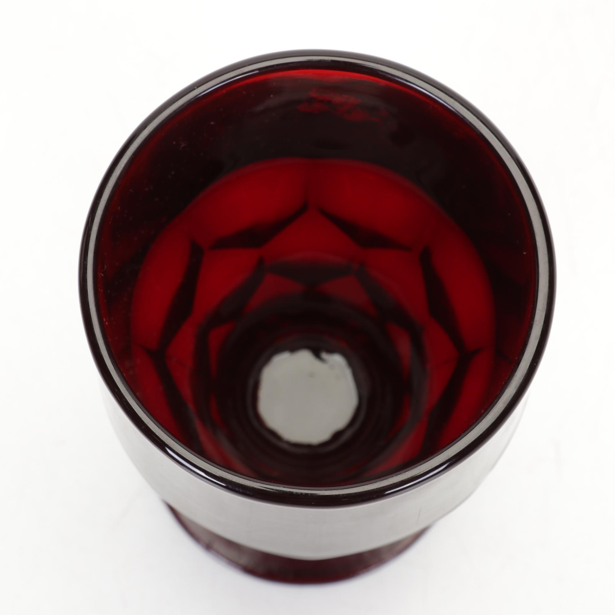 Anchor Hocking "Georgian" Ruby Red Glasses and Corning Vision Cookware