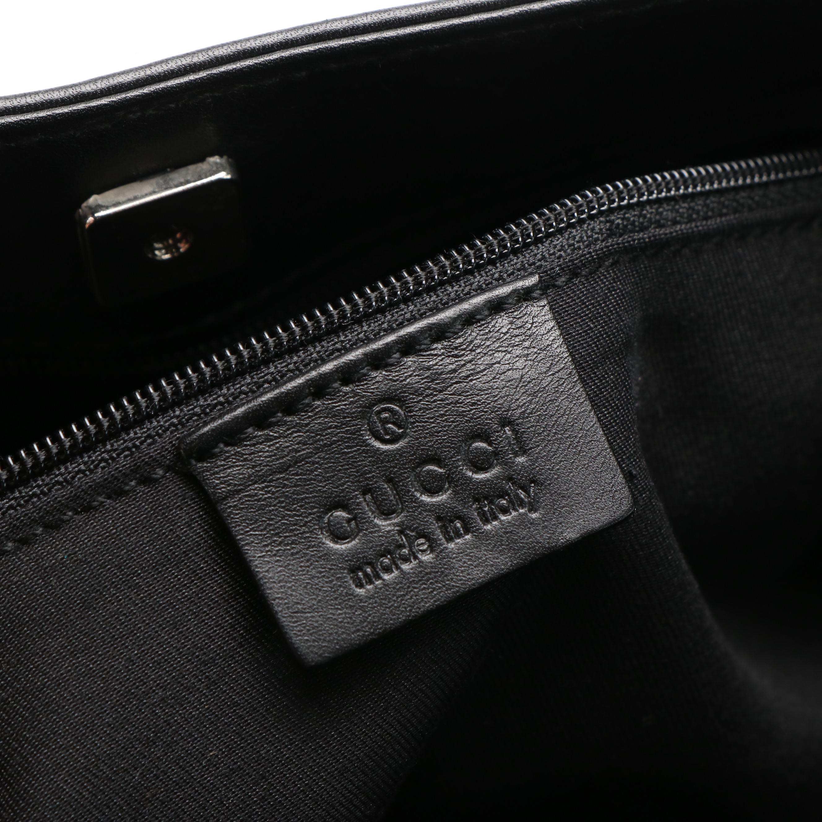 Gucci GG Denim Canvas Leather Trimmed Hobo Bag