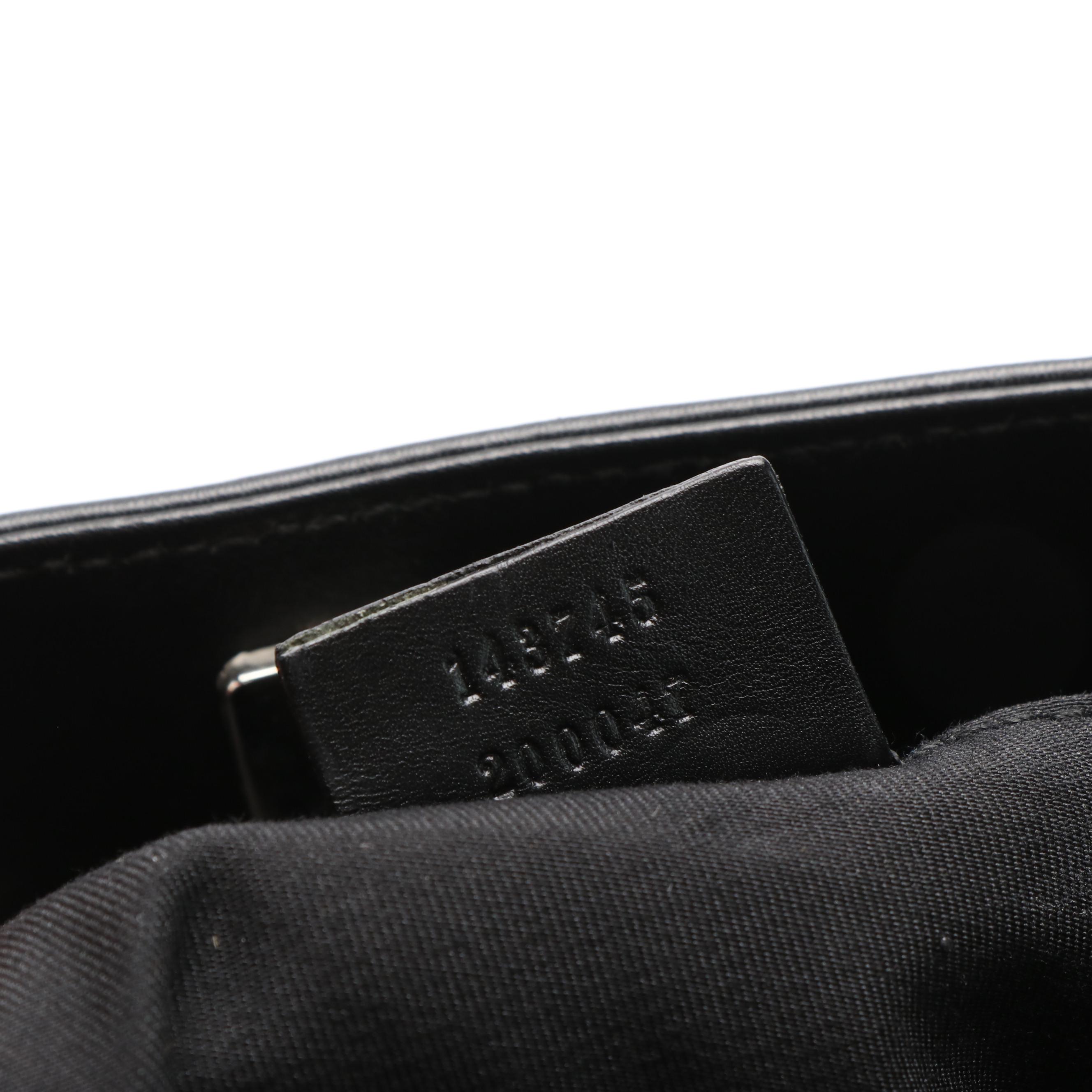 Gucci GG Denim Canvas Leather Trimmed Hobo Bag