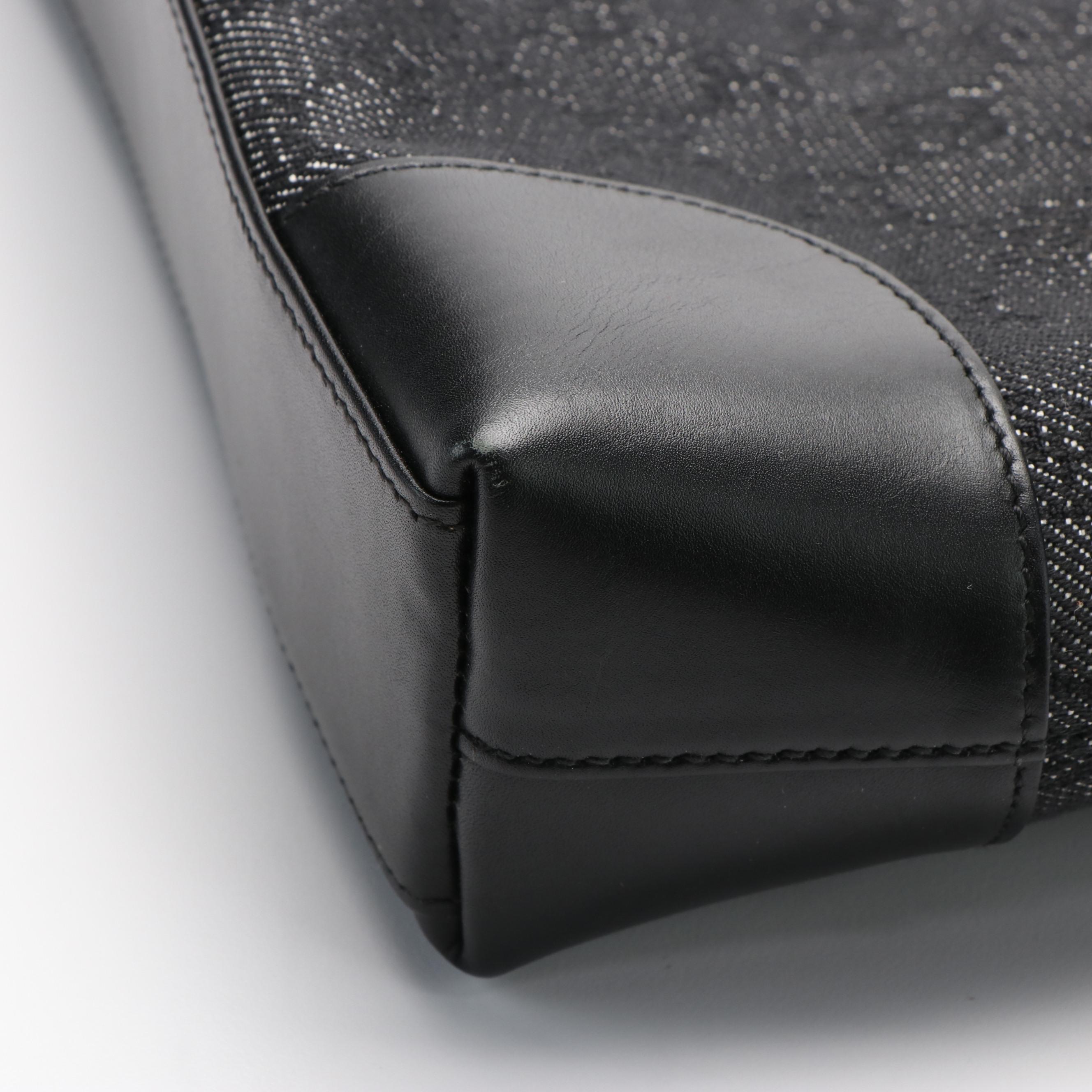 Gucci GG Denim Canvas Leather Trimmed Hobo Bag