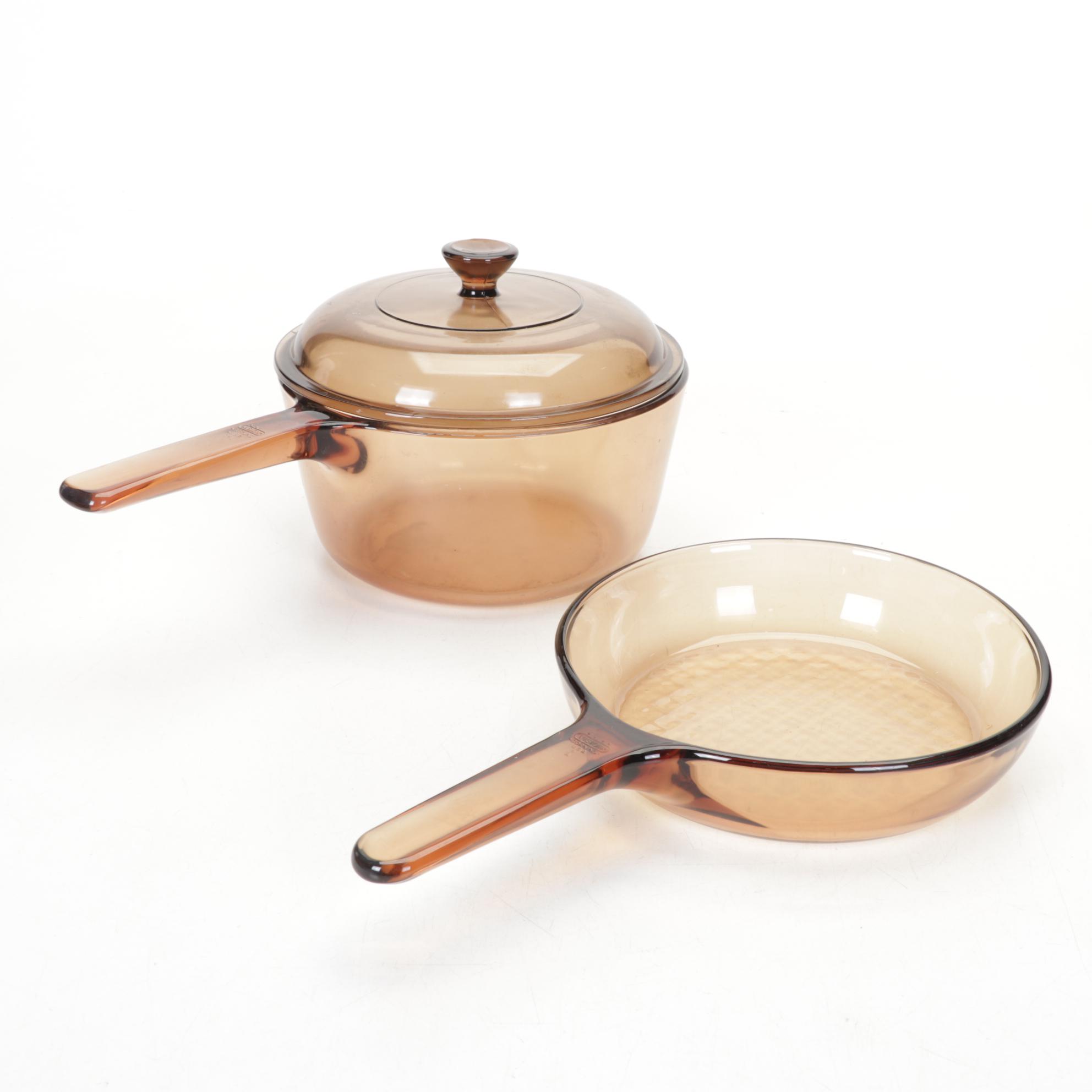 Anchor Hocking "Georgian" Ruby Red Glasses and Corning Vision Cookware