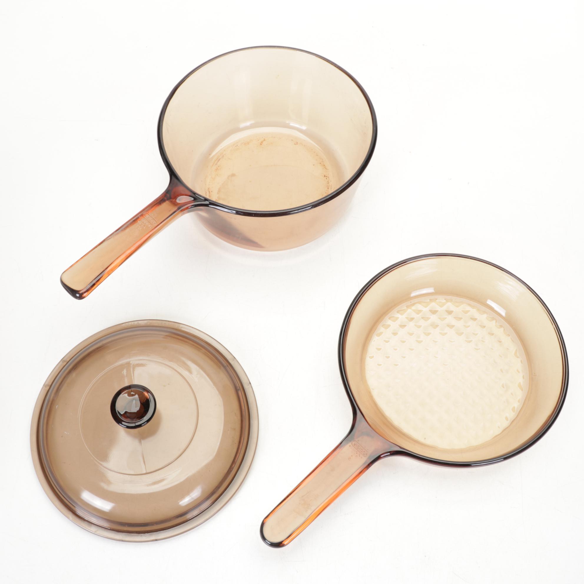 Anchor Hocking "Georgian" Ruby Red Glasses and Corning Vision Cookware