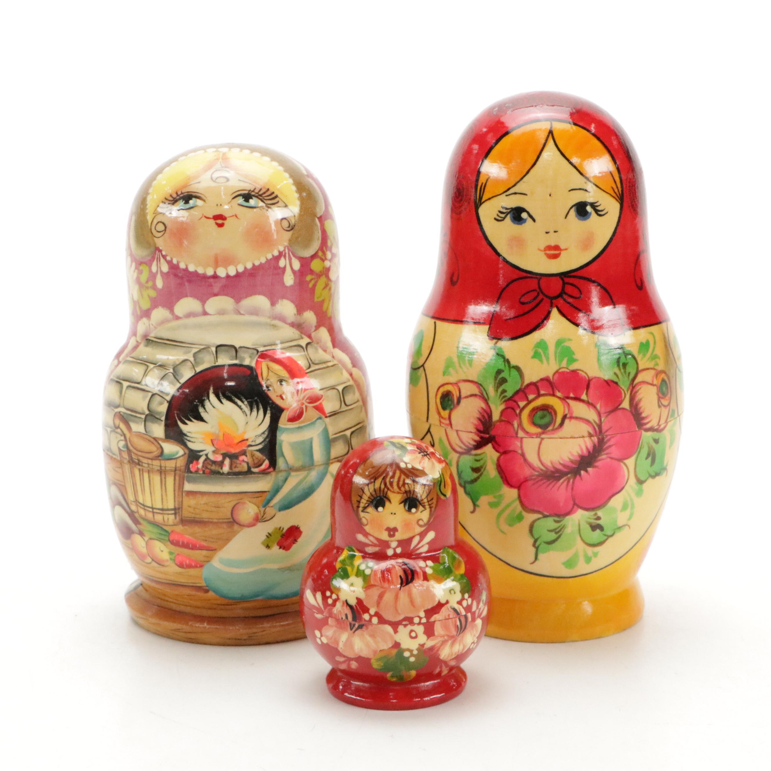 Russian Hand-Crafted Wooden Matryoshka Dolls