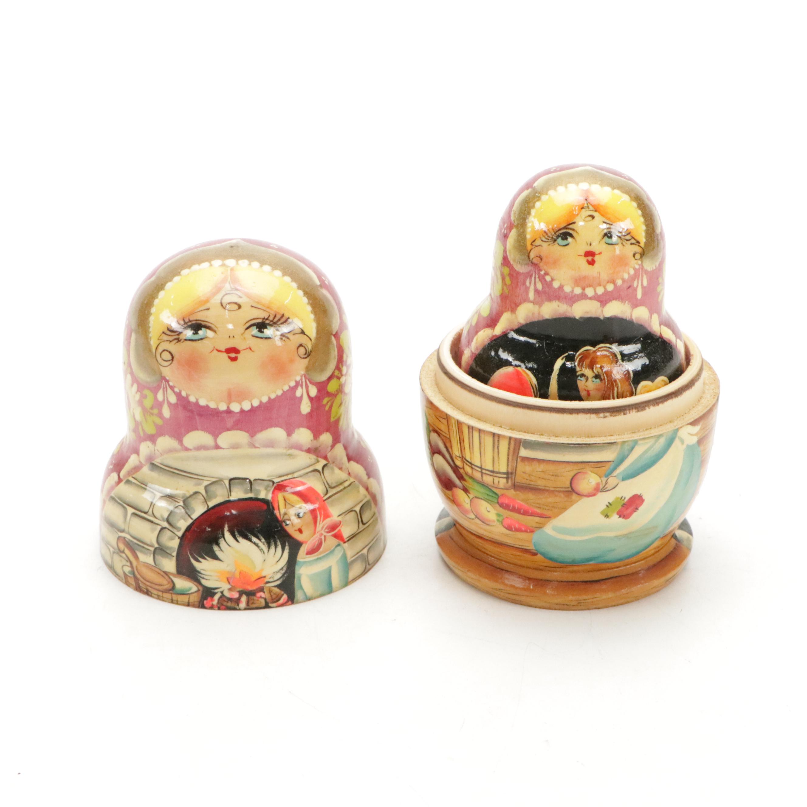 Russian Hand-Crafted Wooden Matryoshka Dolls