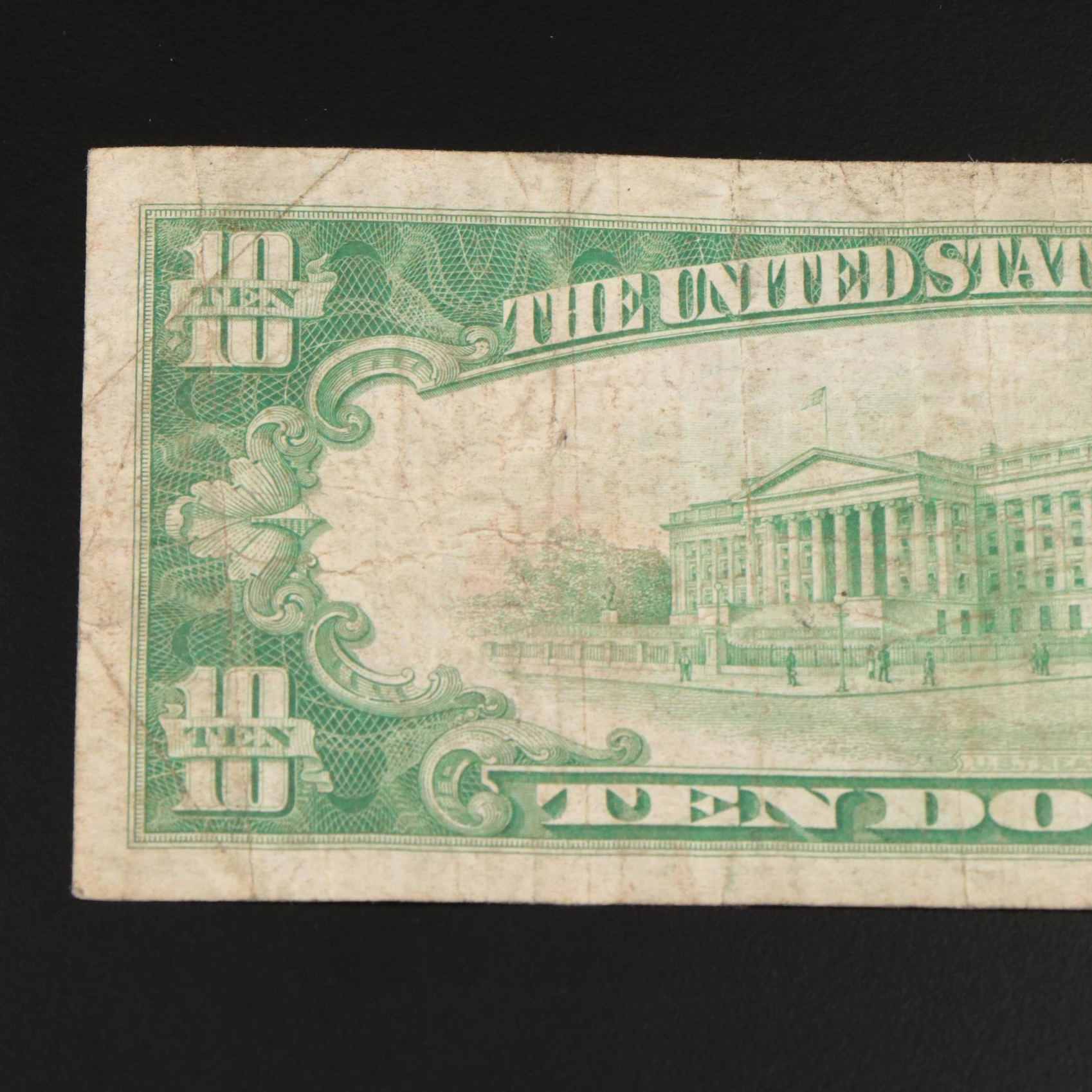 1929 Ten Dollar National bank Note From The Tiffin National Bank