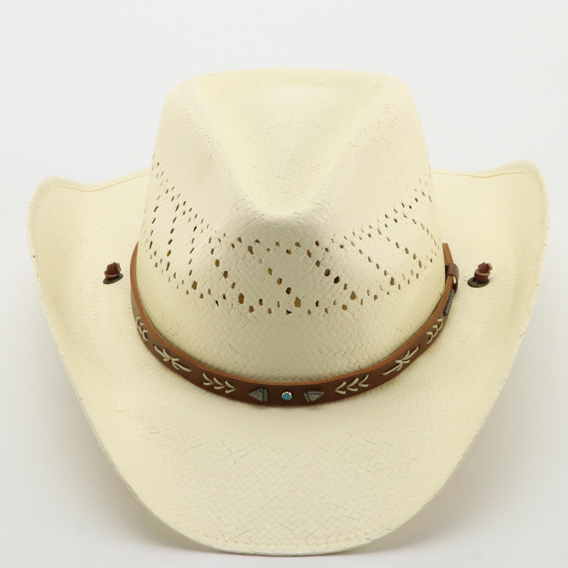 Stetson Santa Fe Pinch Crown Hat in Shantung Straw with Tag