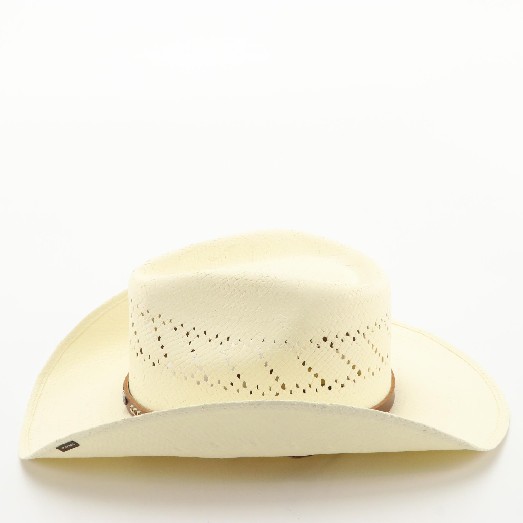 Stetson Santa Fe Pinch Crown Hat in Shantung Straw with Tag