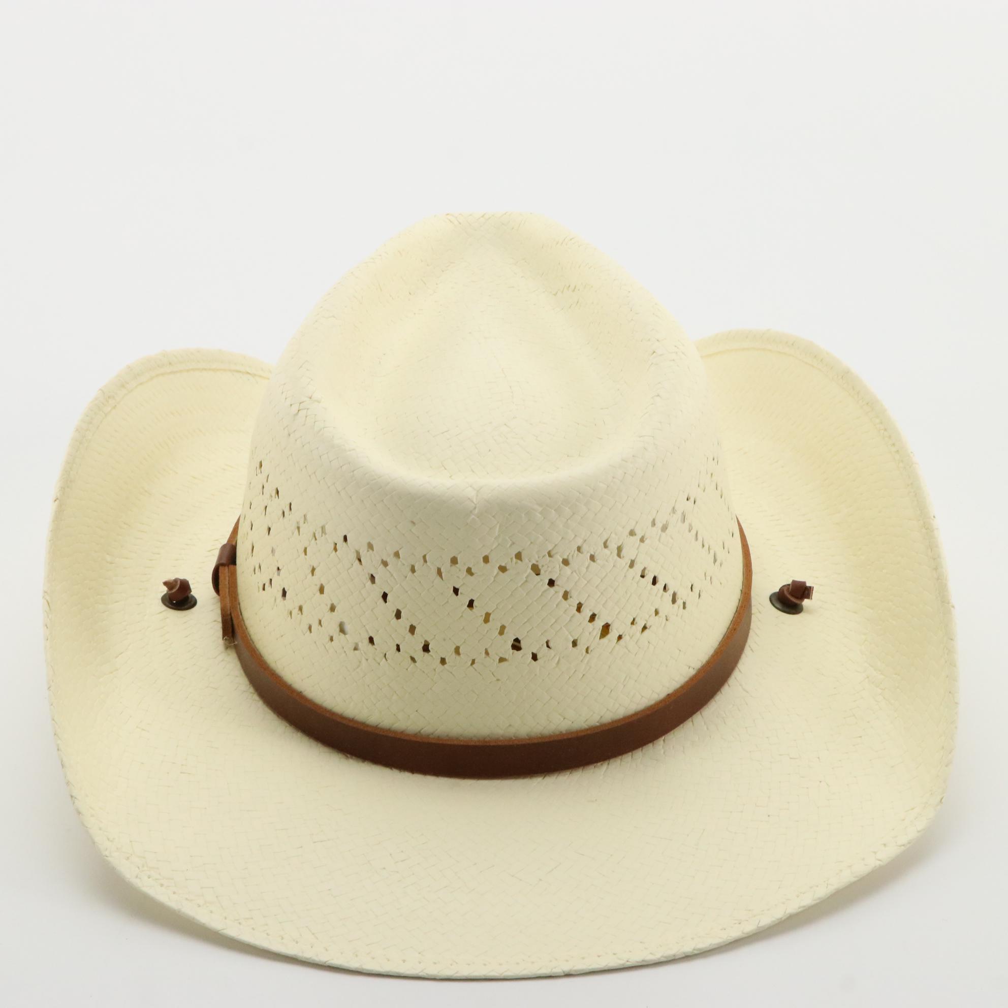 Stetson Santa Fe Pinch Crown Hat in Shantung Straw with Tag