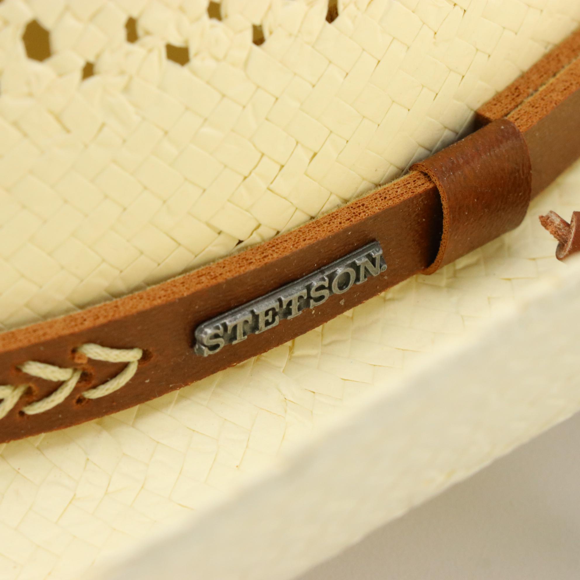 Stetson Santa Fe Pinch Crown Hat in Shantung Straw with Tag