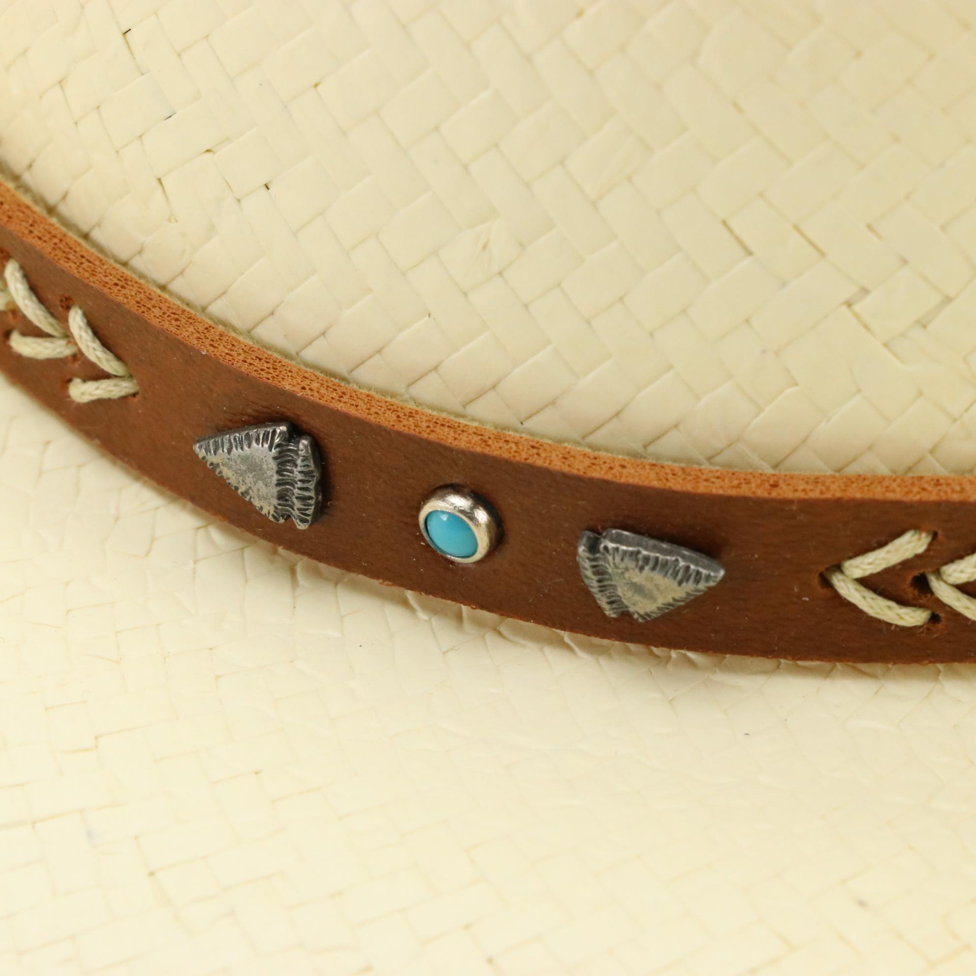 Stetson Santa Fe Pinch Crown Hat in Shantung Straw with Tag