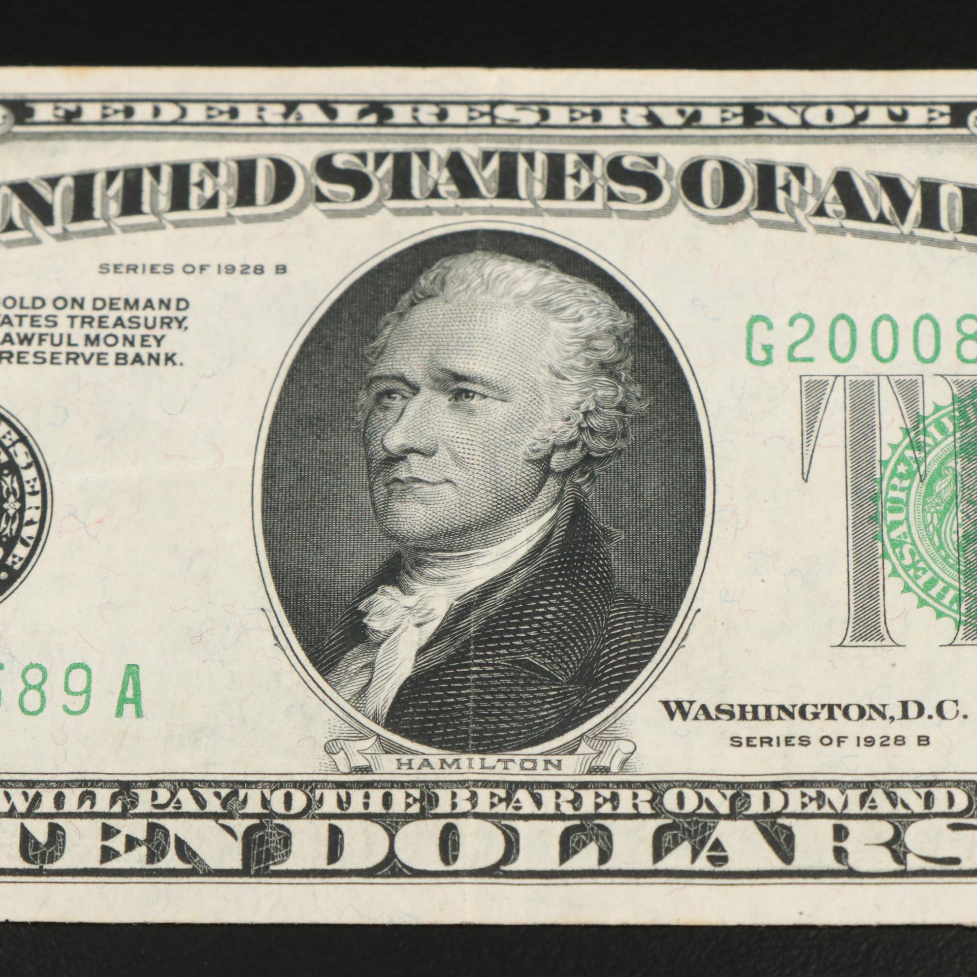 Two 1928 B Federal Reserve Notes