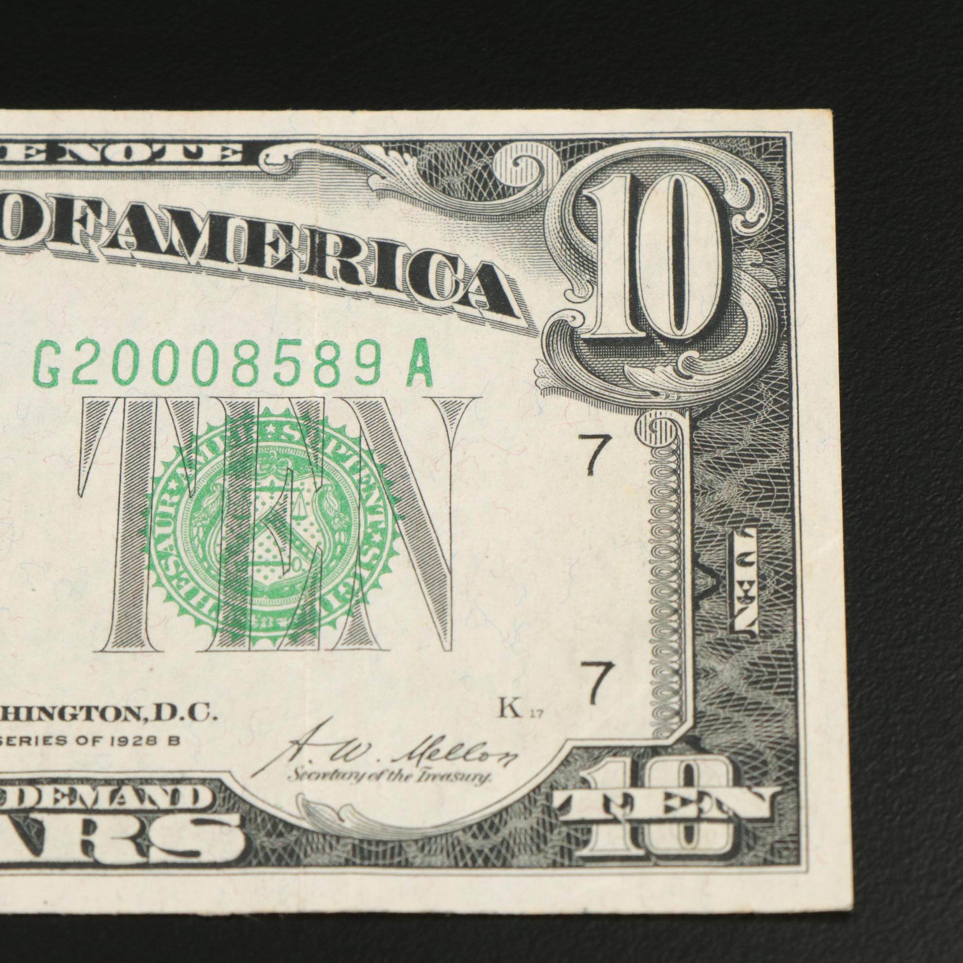 Two 1928 B Federal Reserve Notes