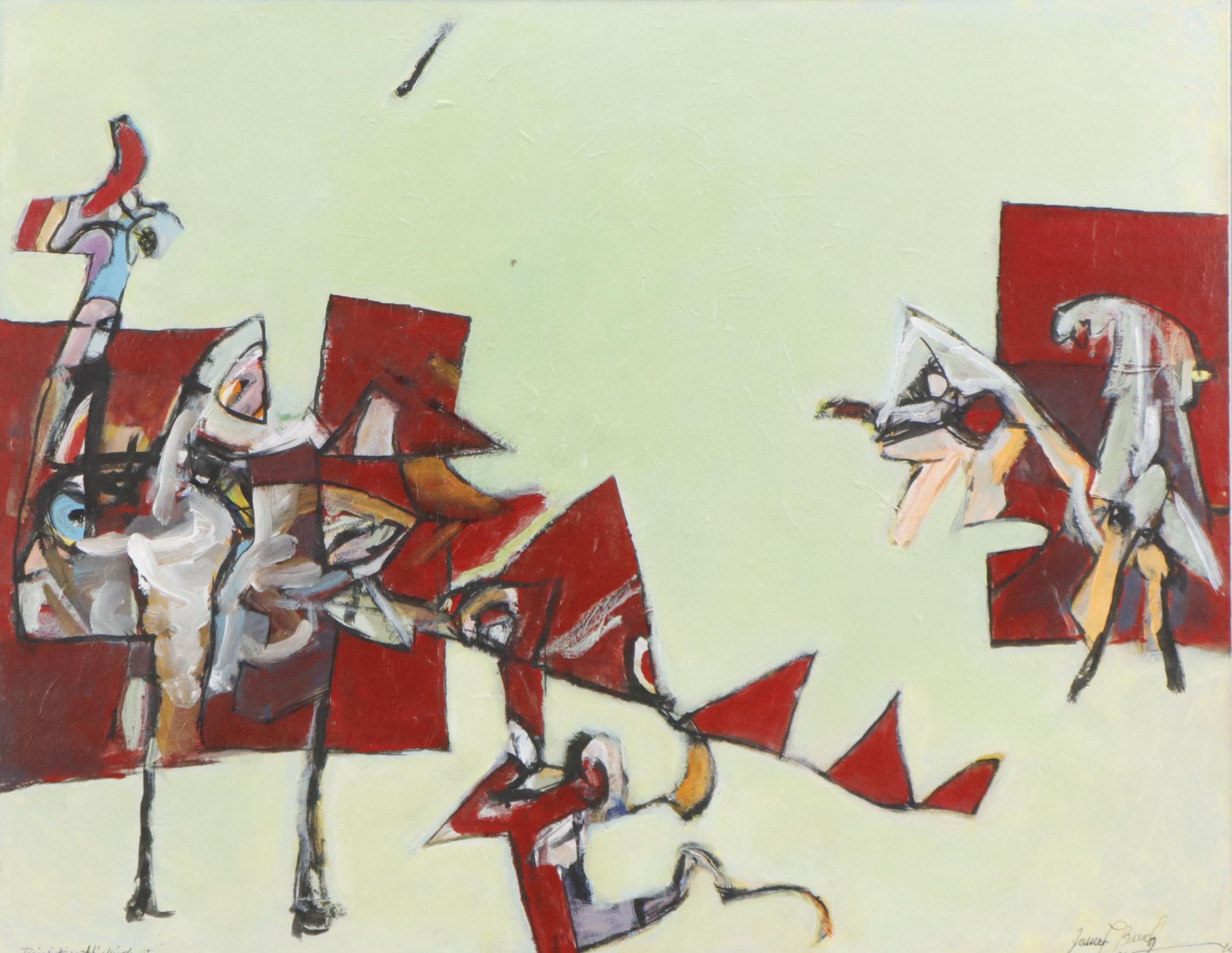 James L. Bruch Modernist Oil Painting "Primitive thinking," 2010