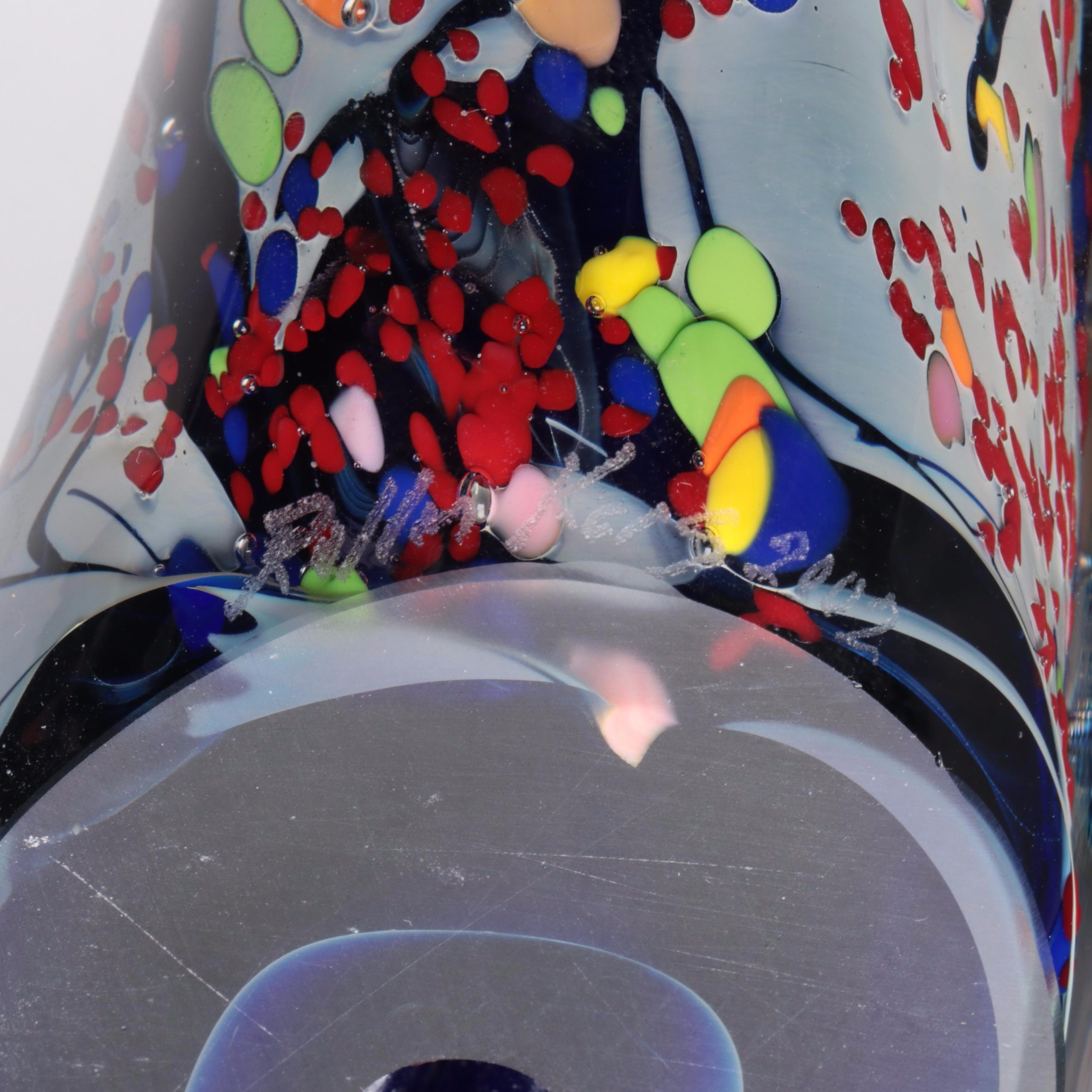 Rollin Karg Dichroic and Multicolor Art Glass Fish Sculptures, 2002