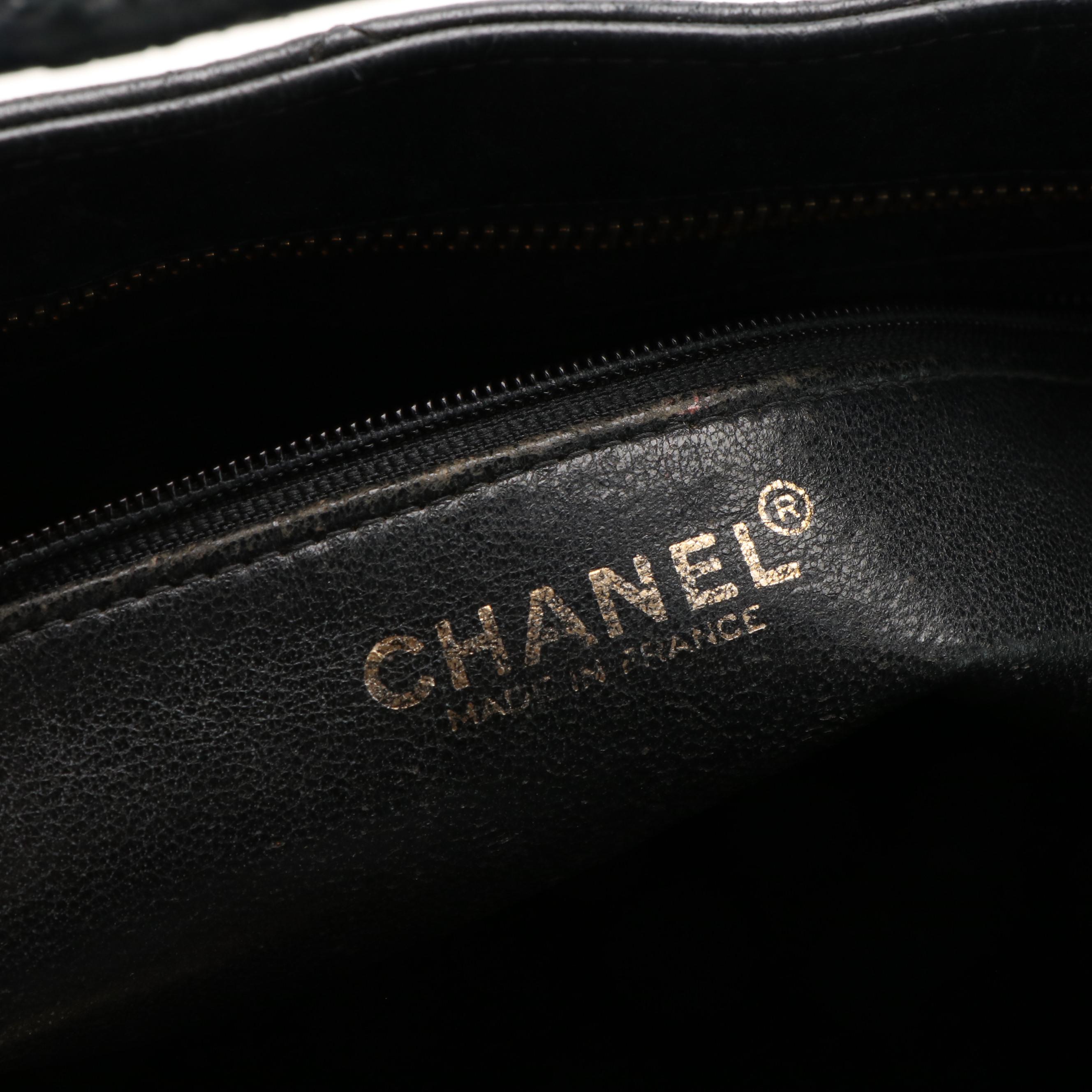 Chanel Timeless Medallion Black Quilted Caviar Leather Zippered Tote