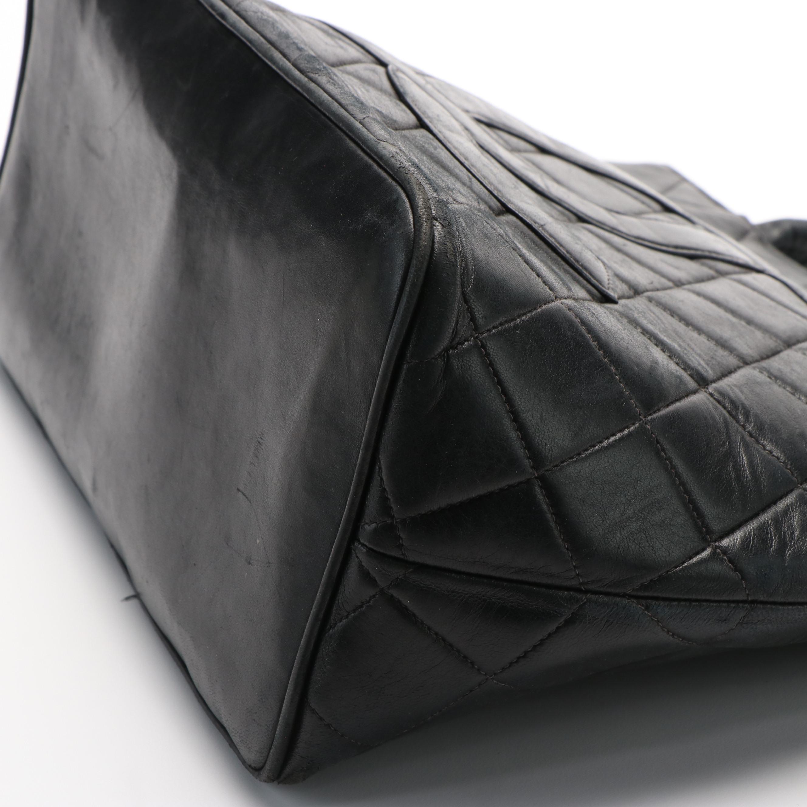 Chanel Timeless Medallion Black Quilted Caviar Leather Zippered Tote