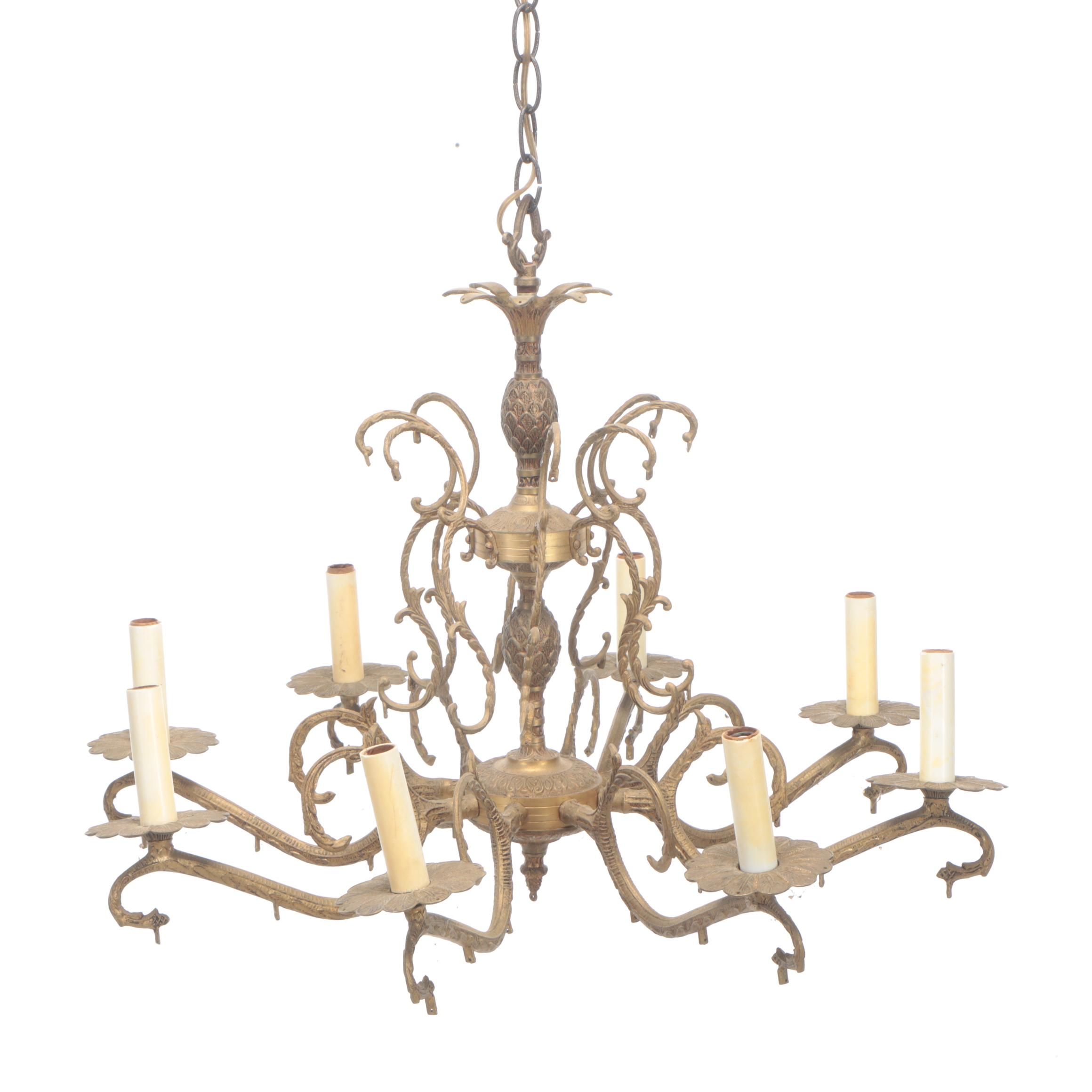 Cast Metal Eight-Arm Chandelier, 20th Century