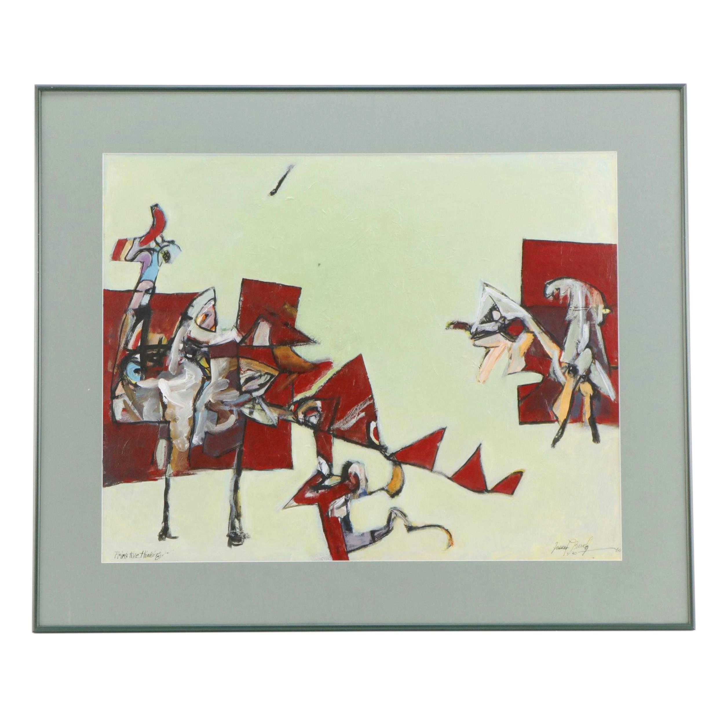 James L. Bruch Modernist Oil Painting "Primitive thinking," 2010