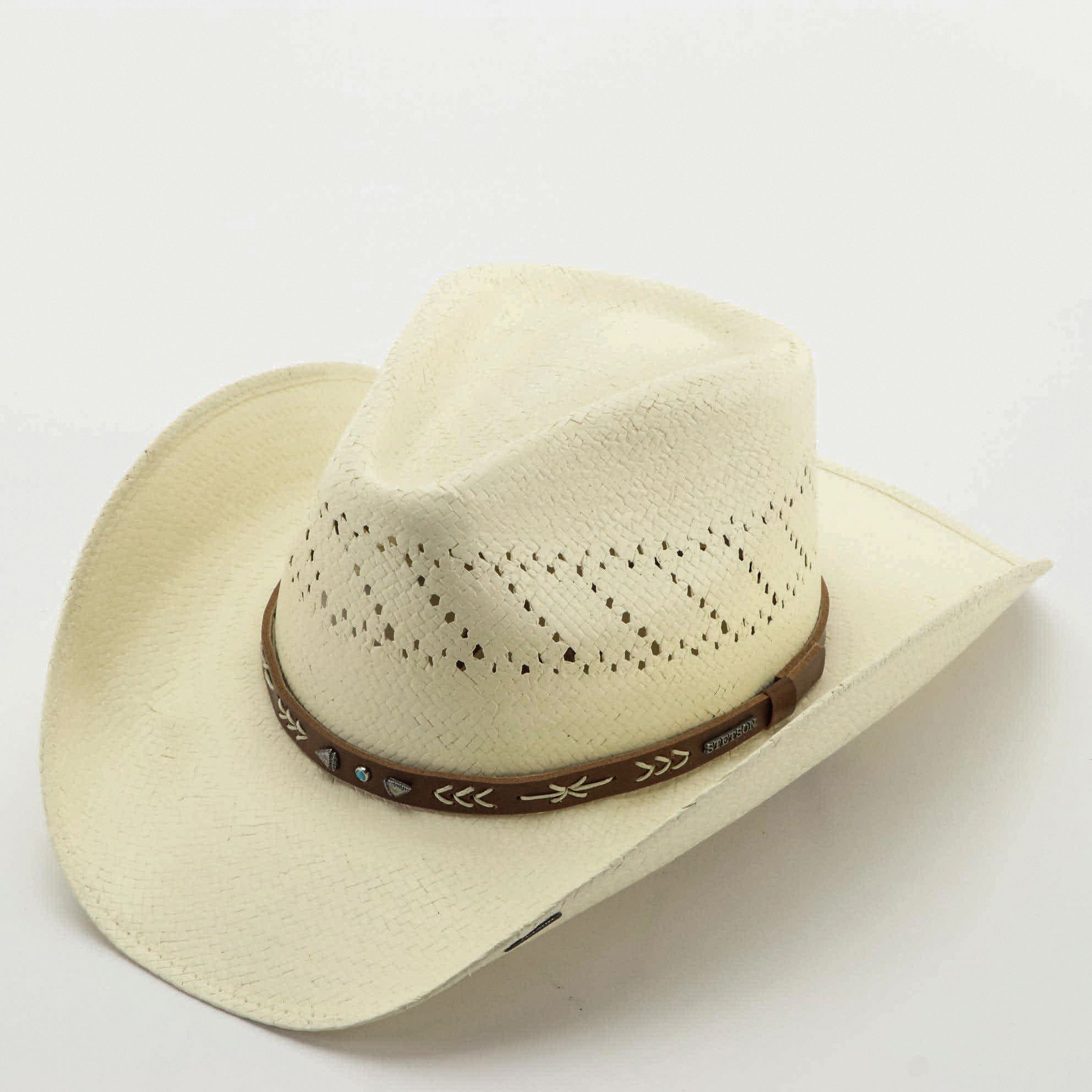 Stetson Santa Fe Pinch Crown Hat in Shantung Straw with Tag
