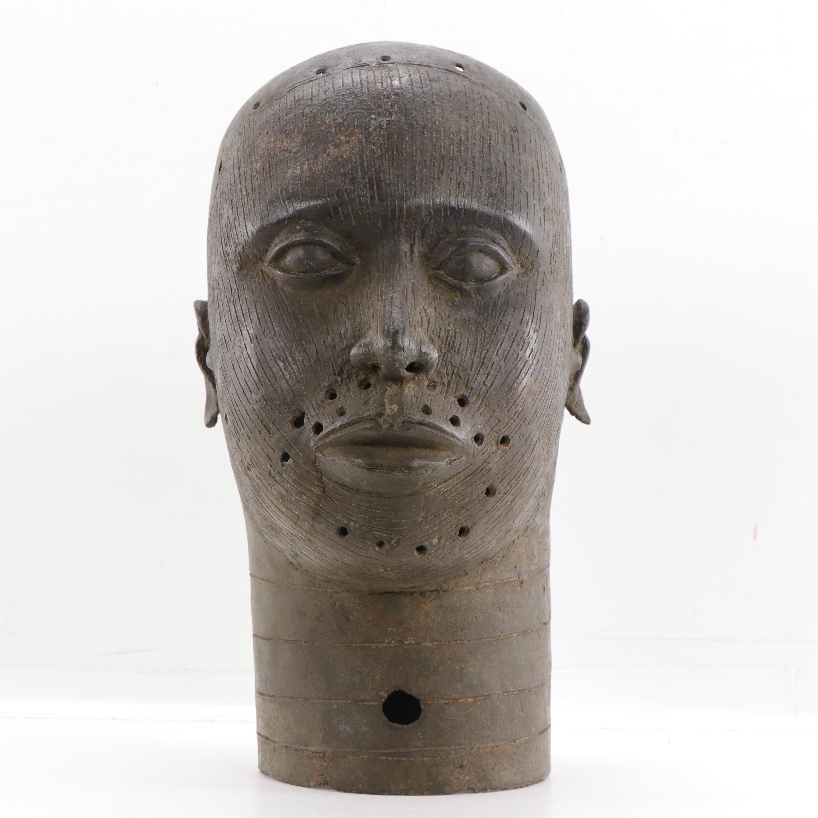 Nigerian Yoruba Cast Bronze Head, 20th Century