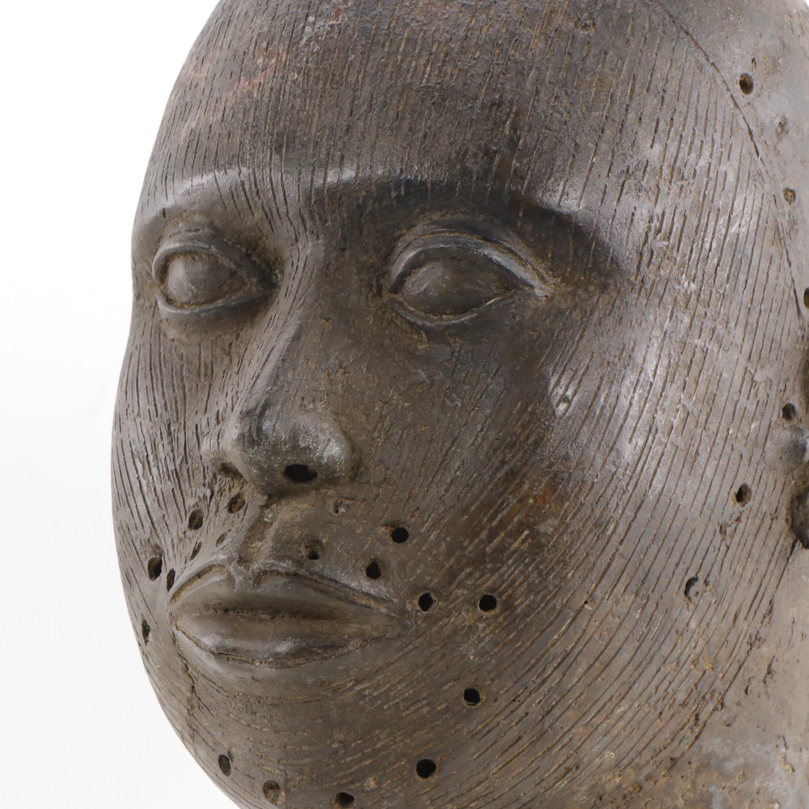 Nigerian Yoruba Cast Bronze Head, 20th Century