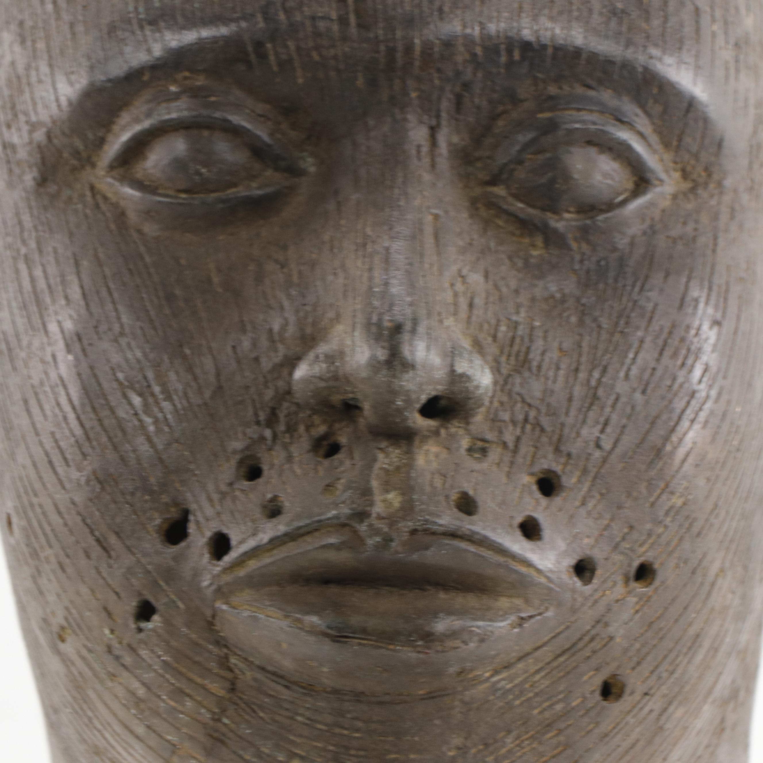 Nigerian Yoruba Cast Bronze Head, 20th Century