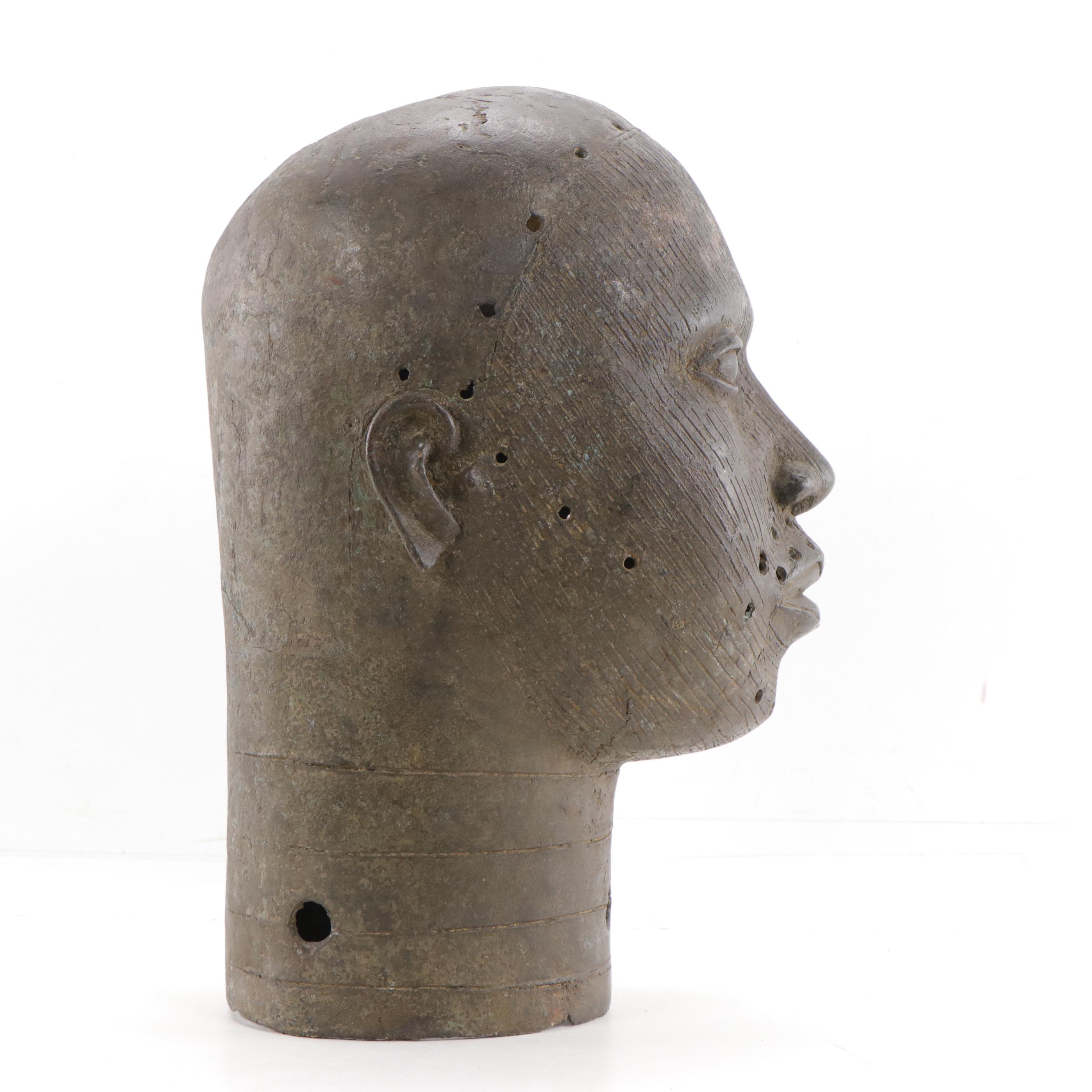 Nigerian Yoruba Cast Bronze Head, 20th Century