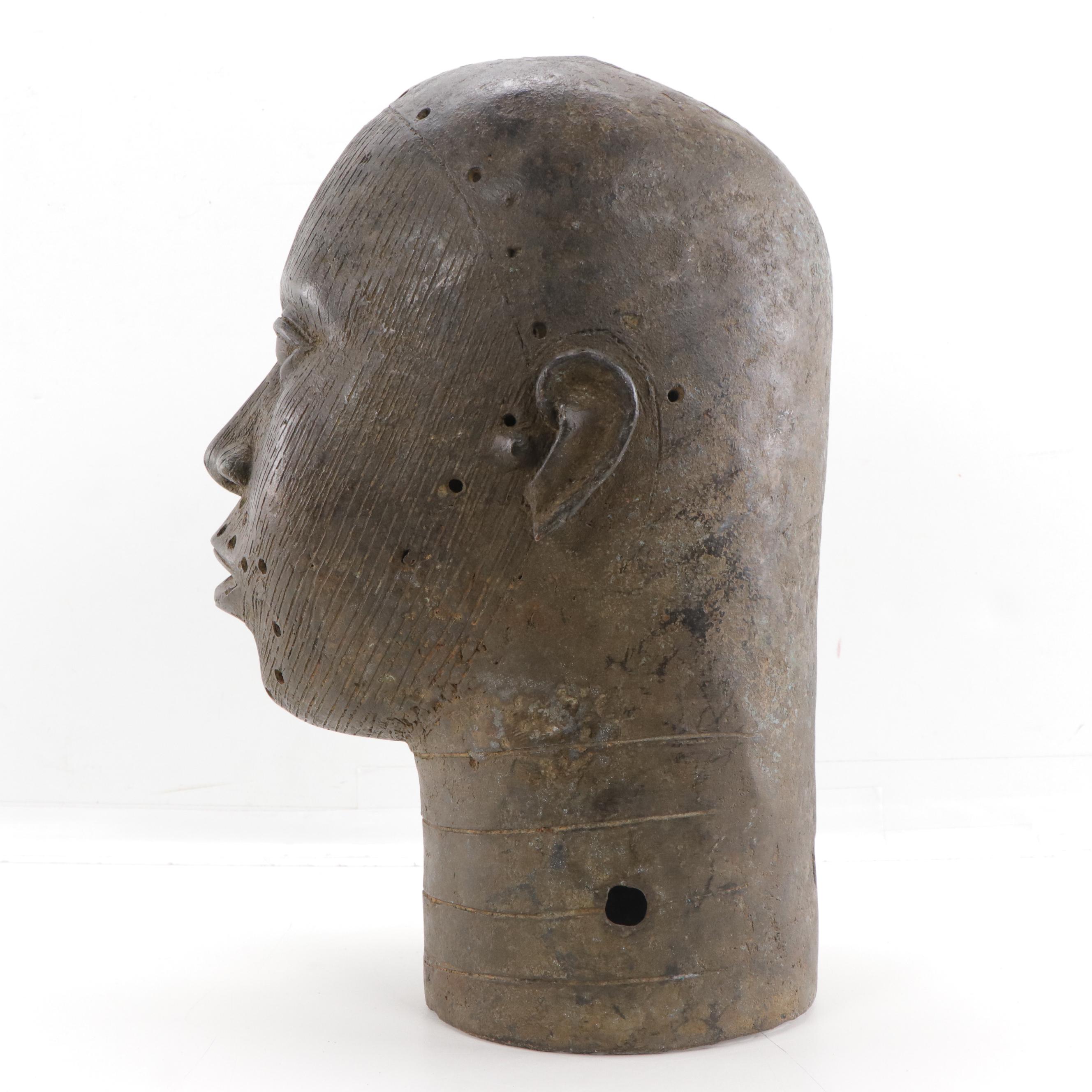 Nigerian Yoruba Cast Bronze Head, 20th Century