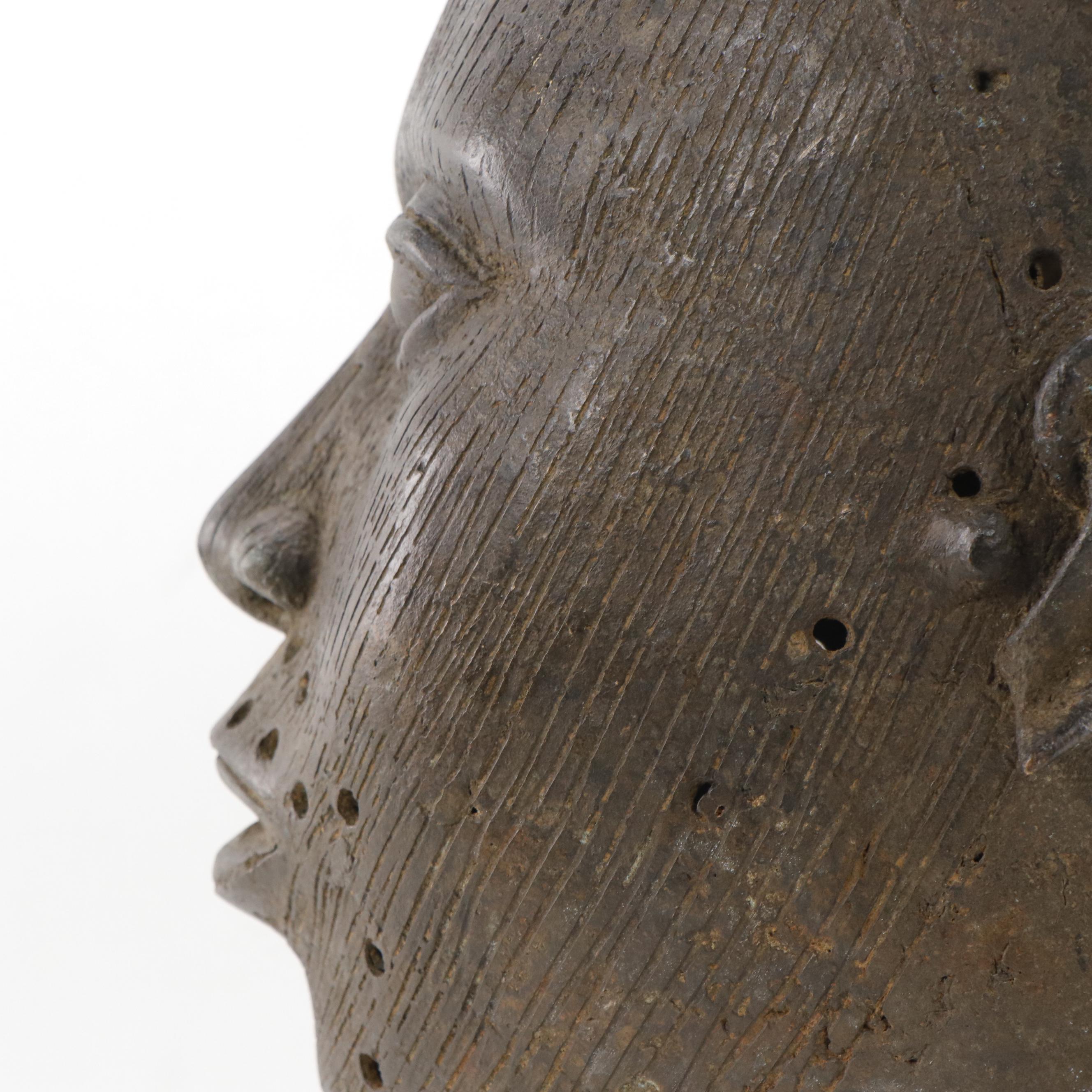Nigerian Yoruba Cast Bronze Head, 20th Century