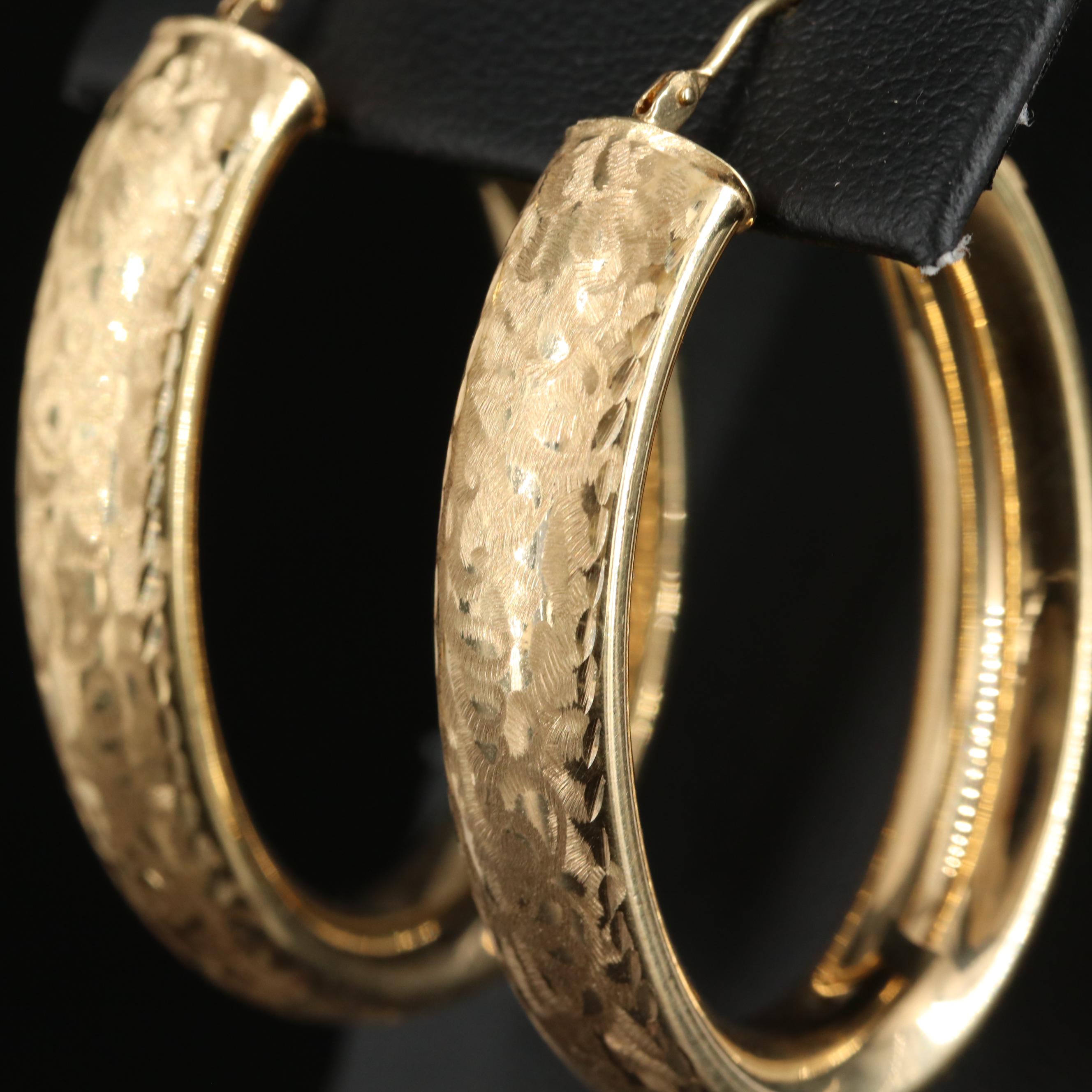 Italian 18K Detailed Hoop Earrings