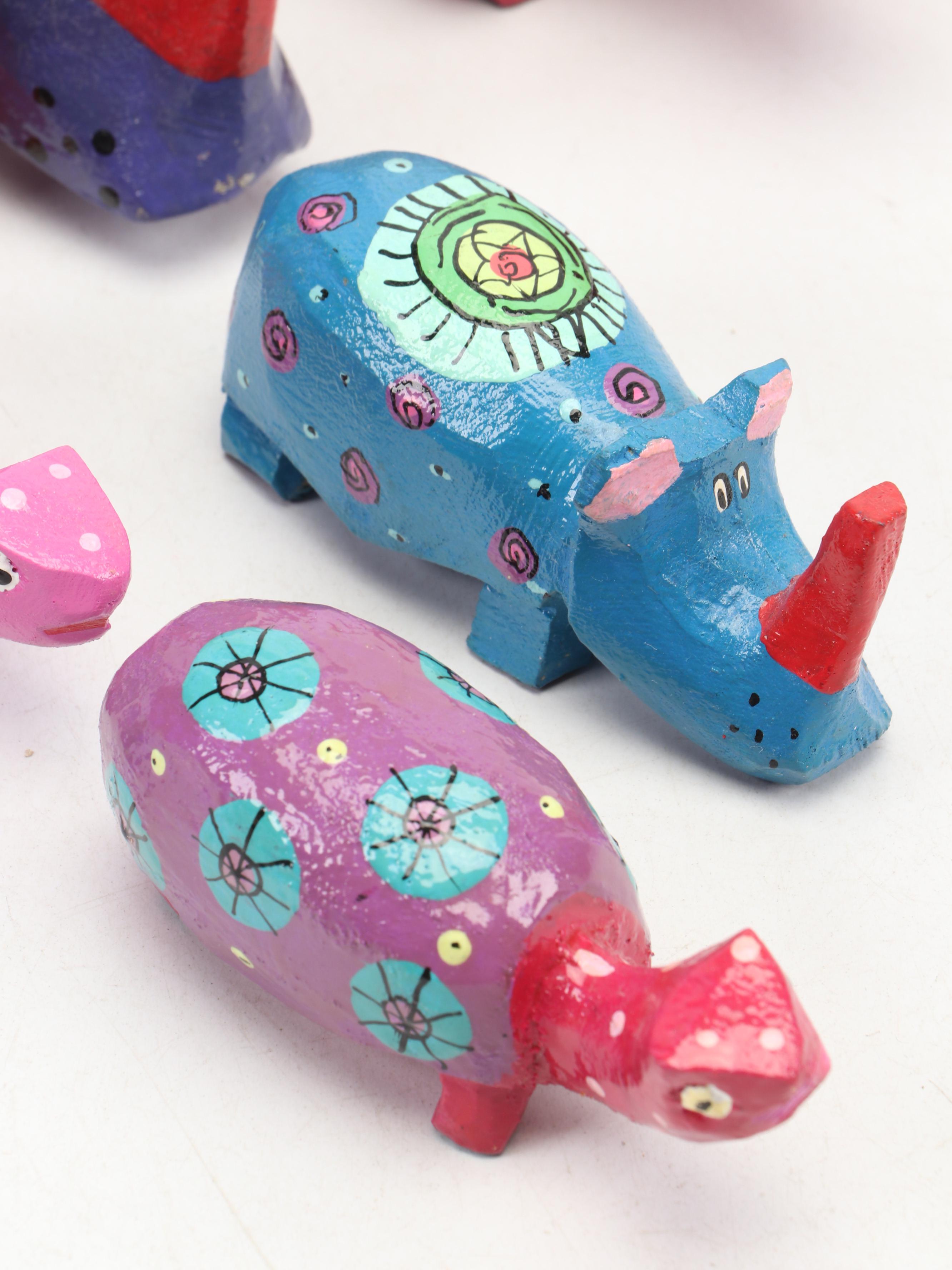 Wooden Folk Art Animal Figurines