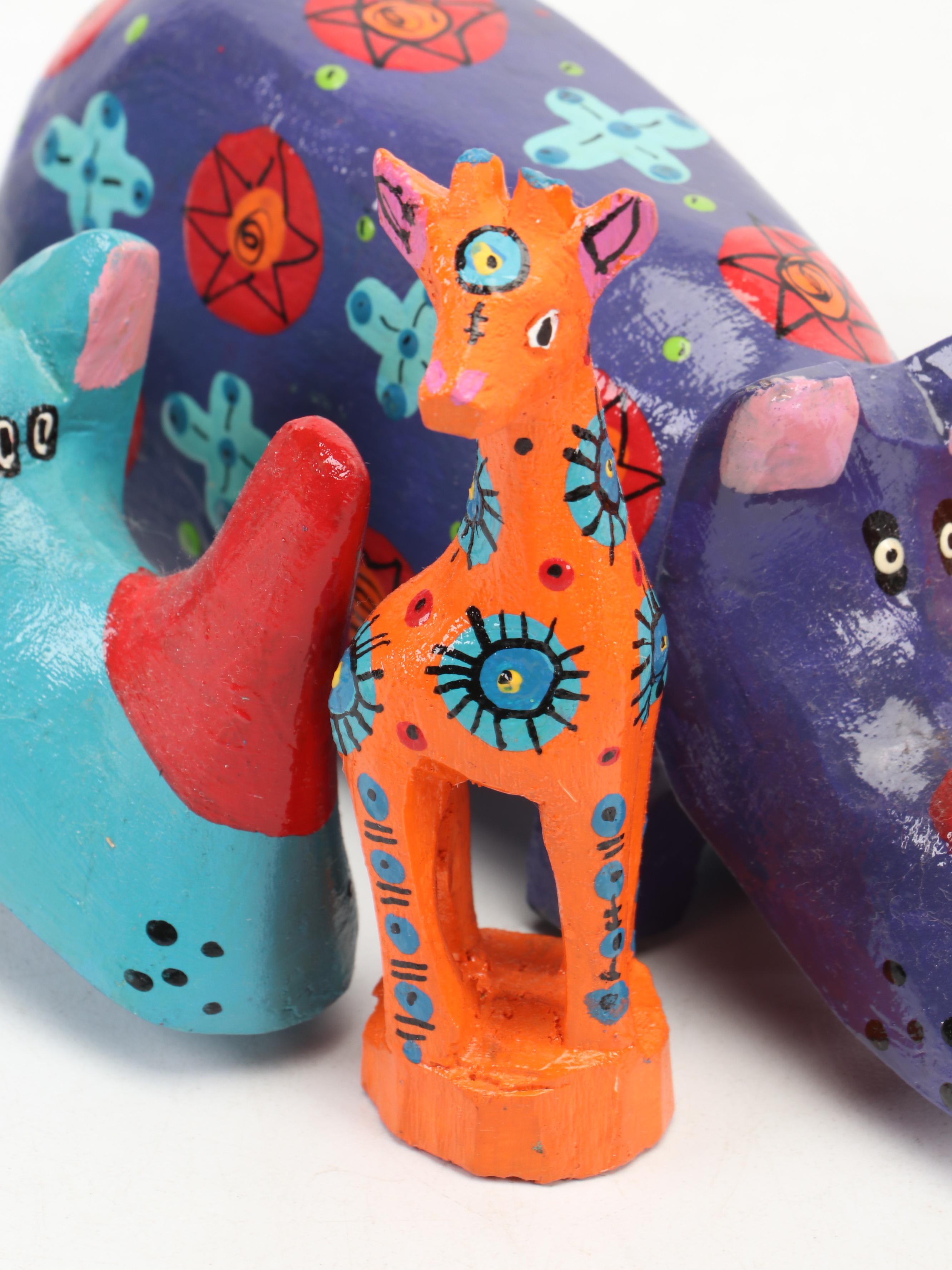 Wooden Folk Art Animal Figurines