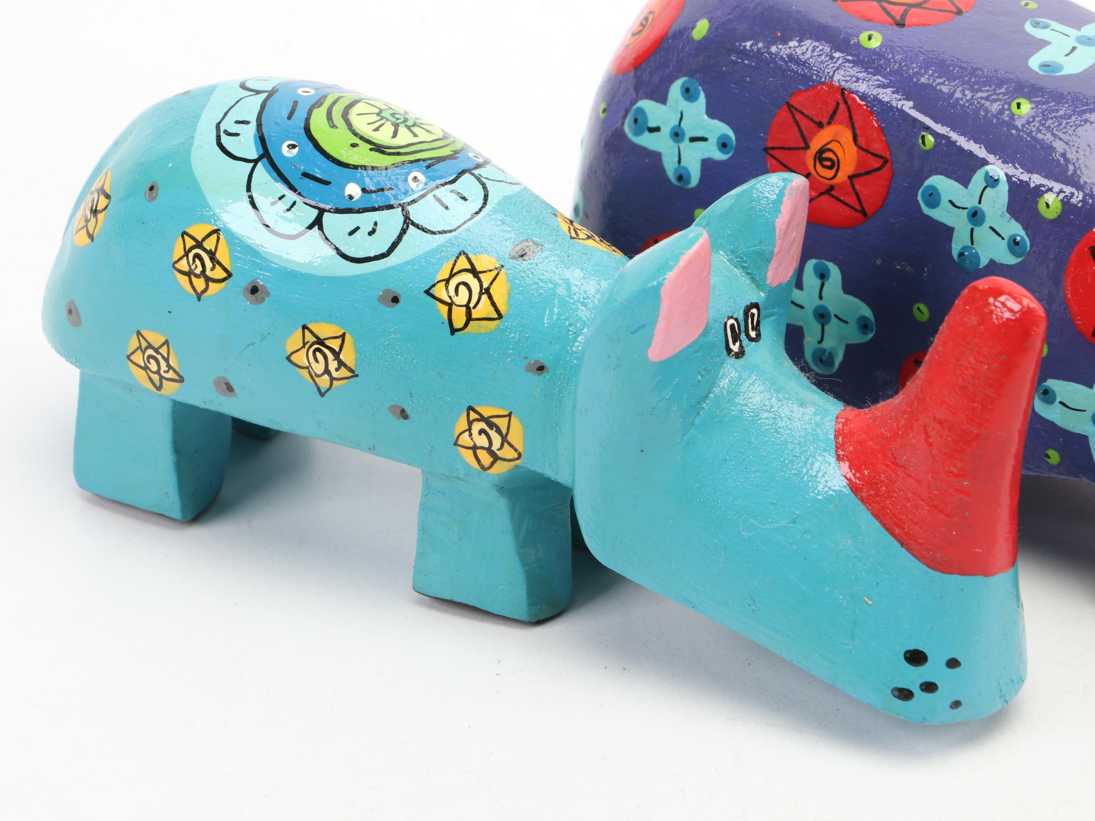 Wooden Folk Art Animal Figurines