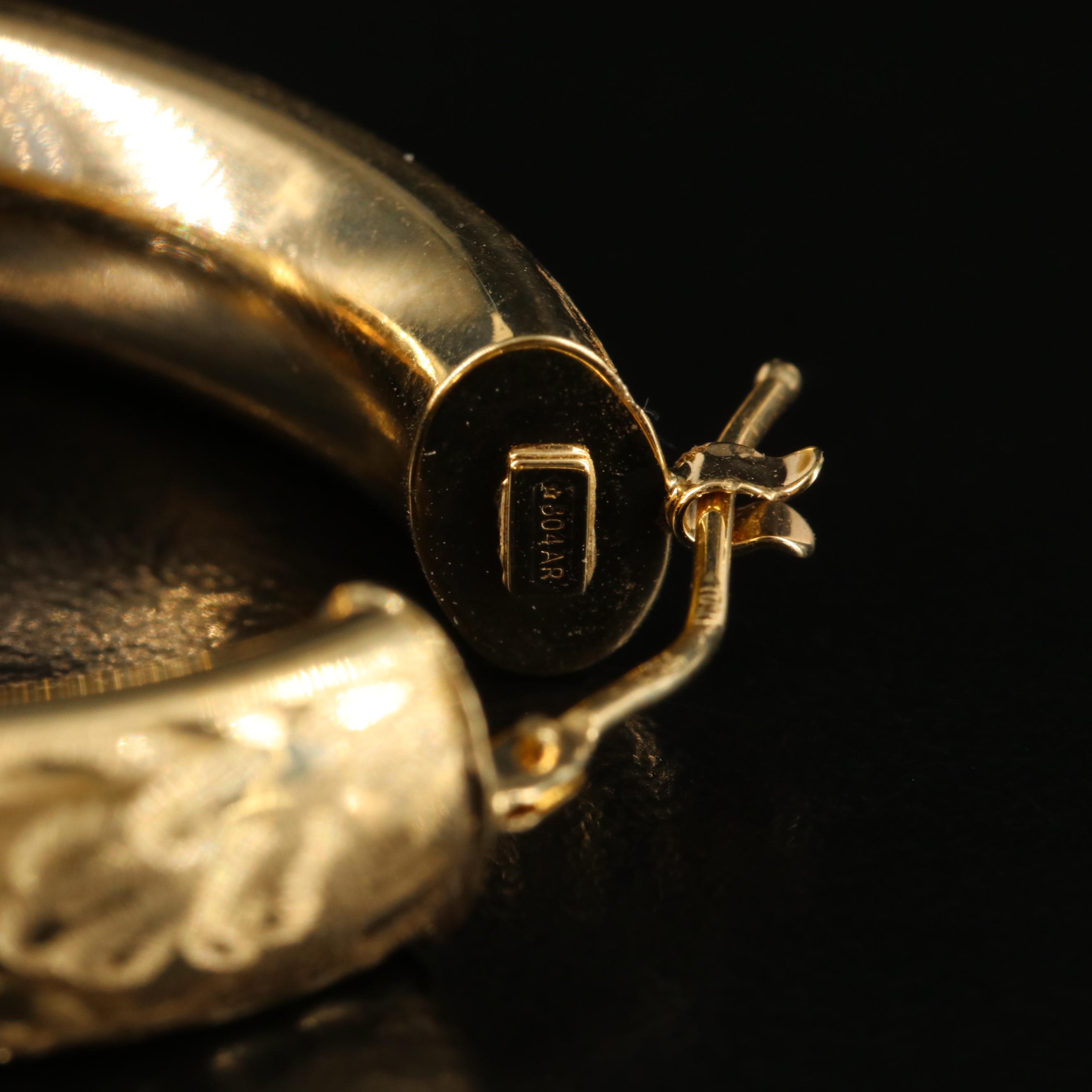 Italian 18K Detailed Hoop Earrings