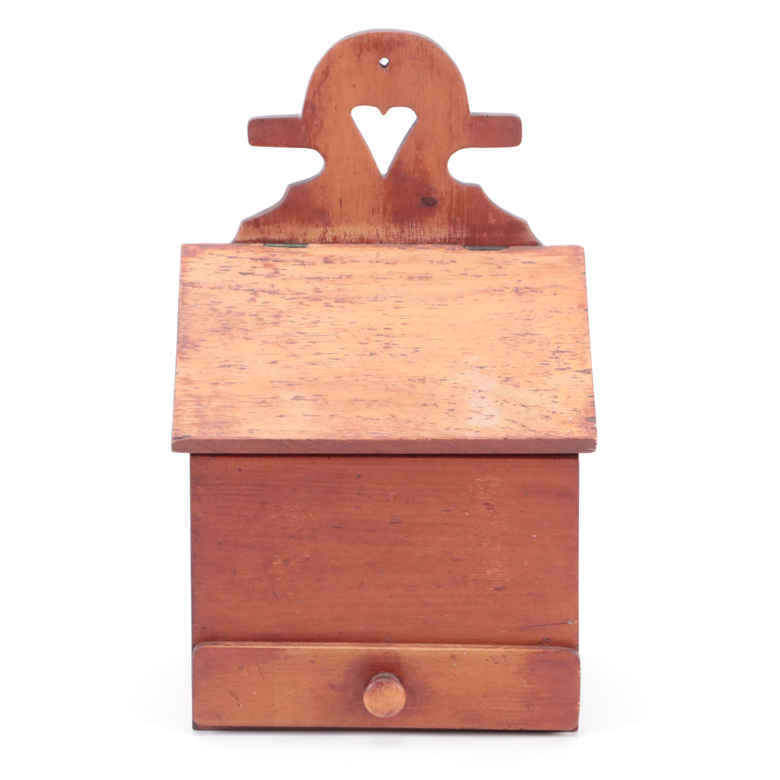 Primitive Style Wooden Wall Hanging Salt Box and Shaker Style Boxes