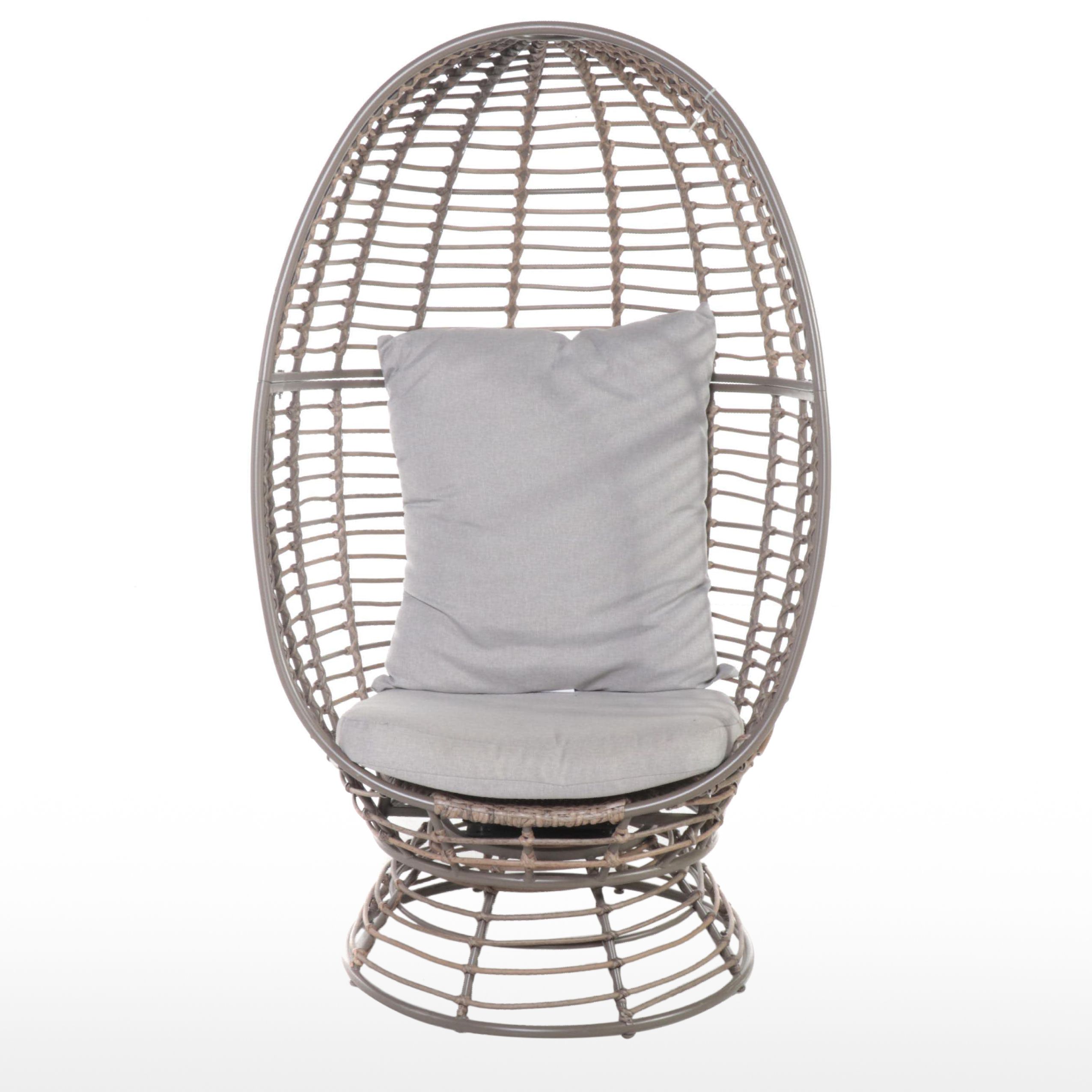 Painted Wicker Egg Shaped Chair