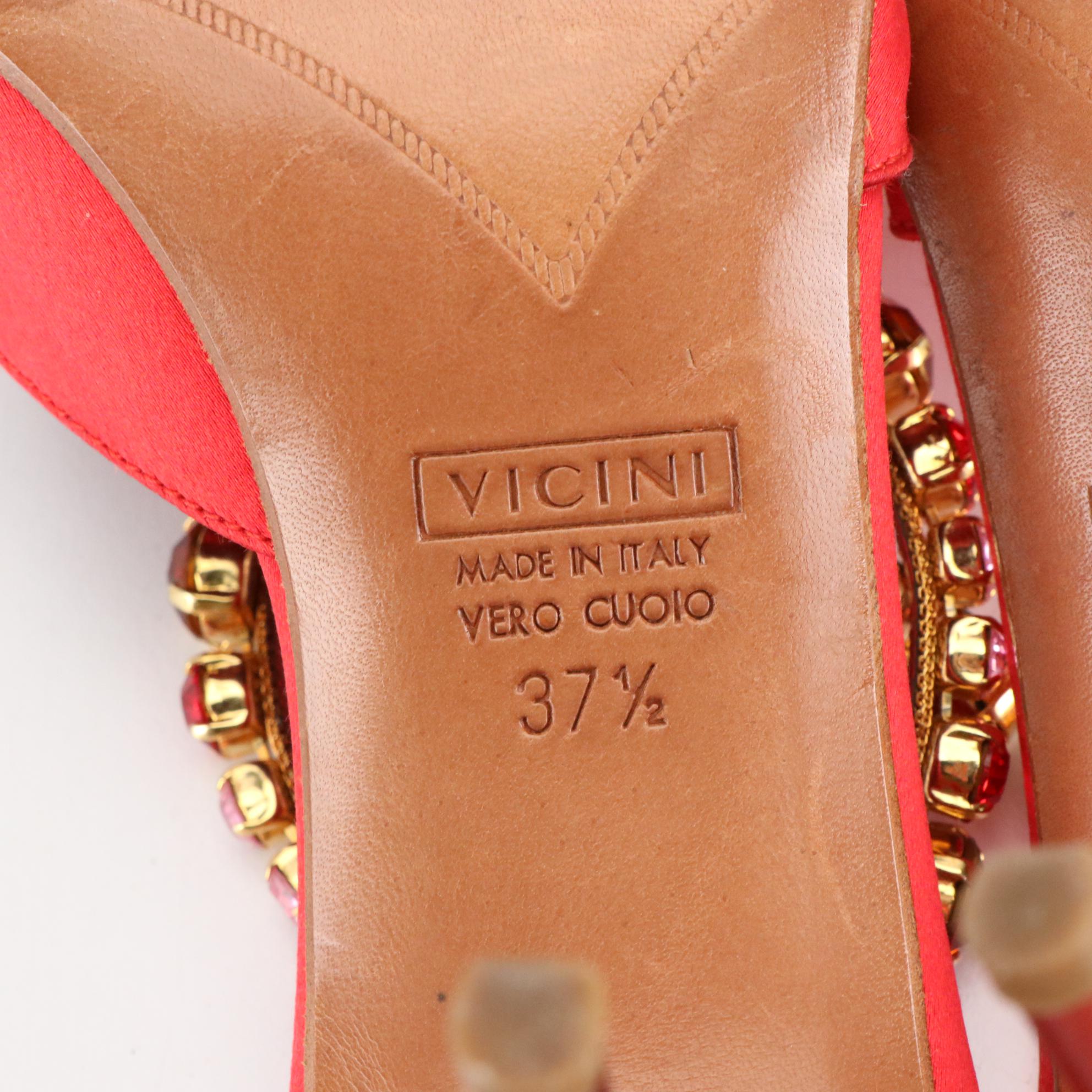 Giuseppe Zanotti Dress Heels in Satin/Embossed Leather with Jeweled Ankle Straps