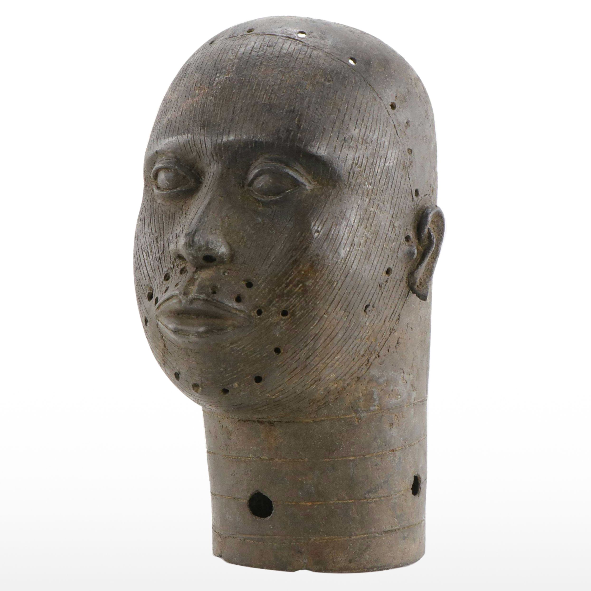 Nigerian Yoruba Cast Bronze Head, 20th Century