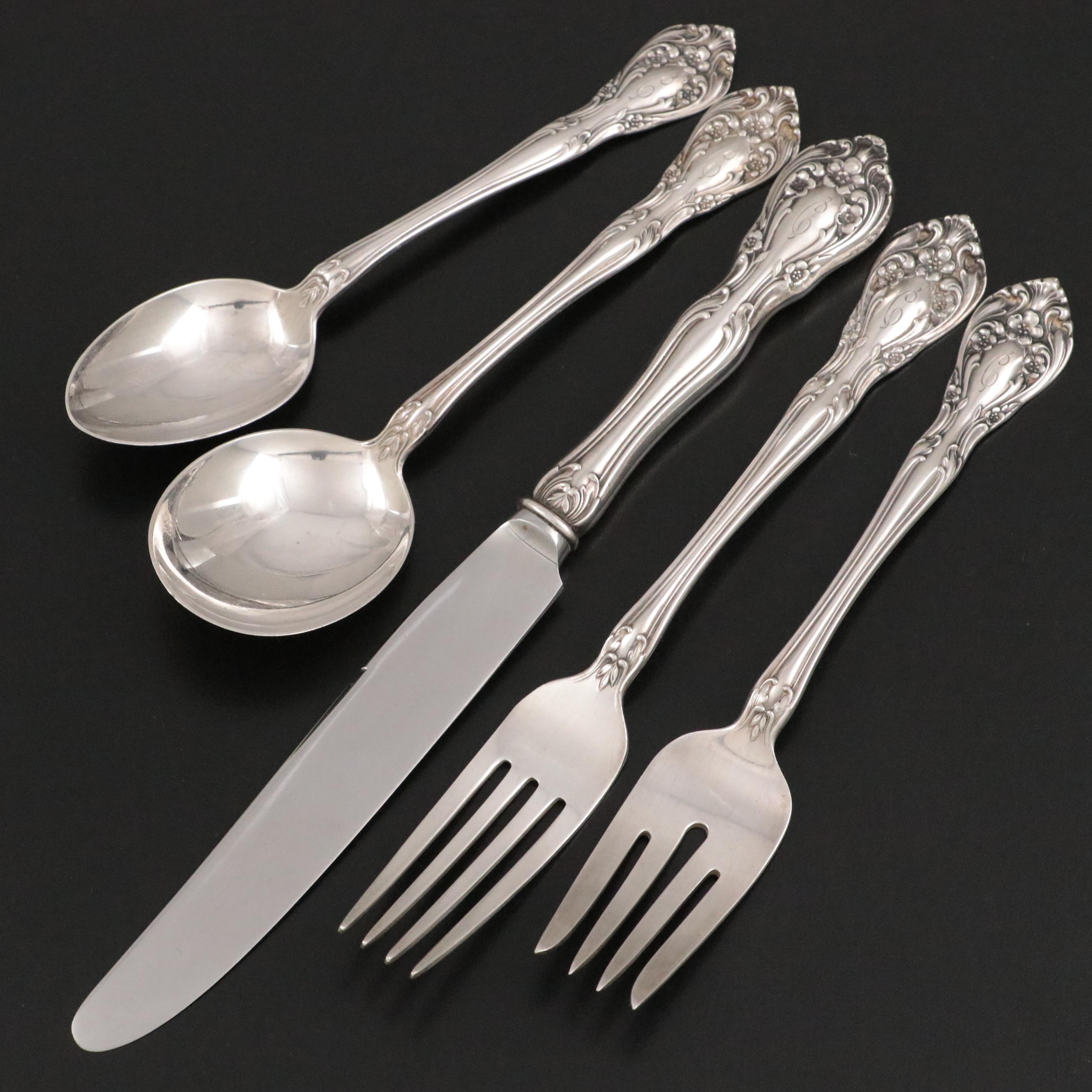 Alvin "Chateau Rose" Sterling Silver Utensils with Other Sterling Spoons