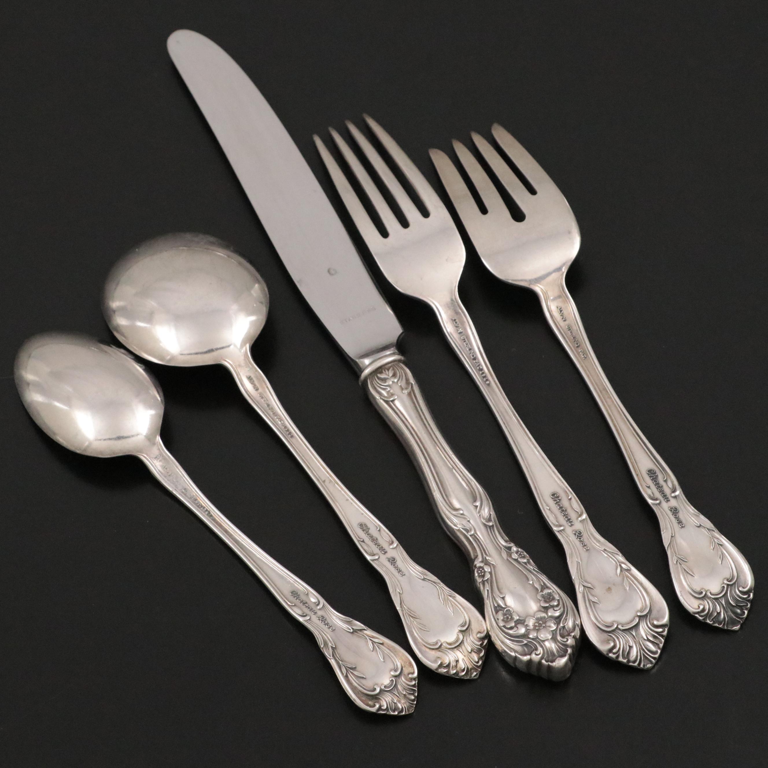 Alvin "Chateau Rose" Sterling Silver Utensils with Other Sterling Spoons