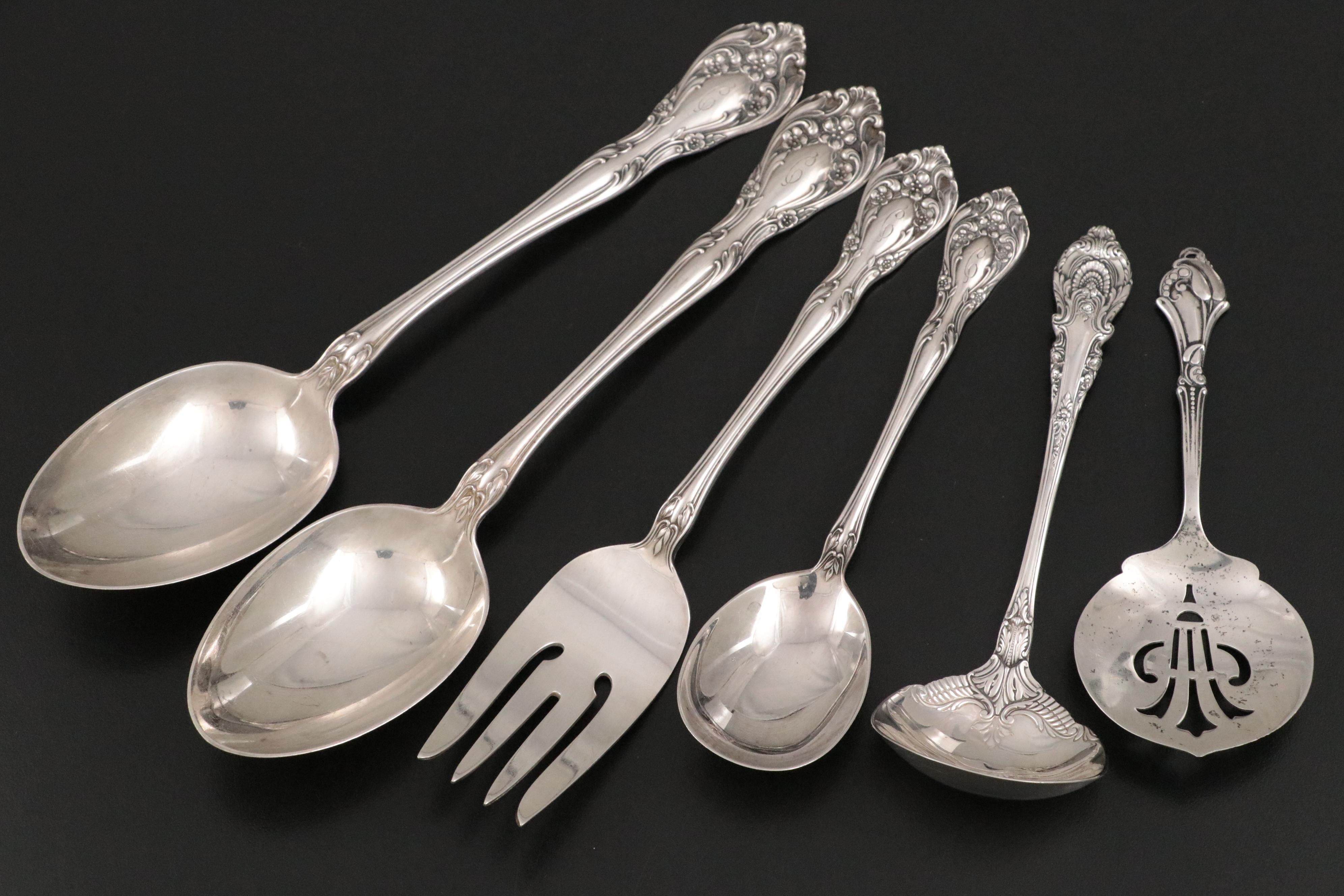Alvin "Chateau Rose" Sterling Silver Utensils with Other Sterling Spoons