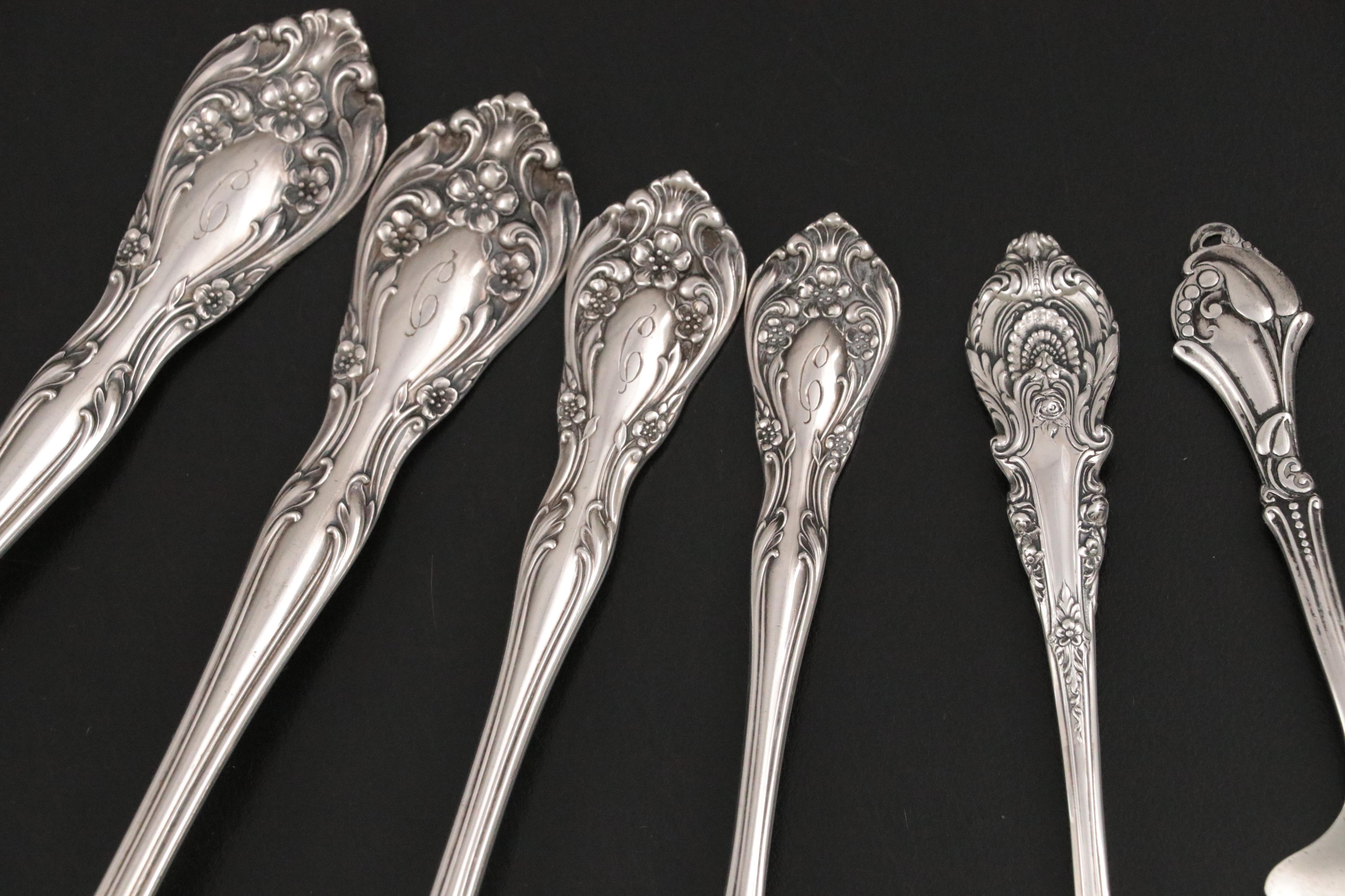 Alvin "Chateau Rose" Sterling Silver Utensils with Other Sterling Spoons