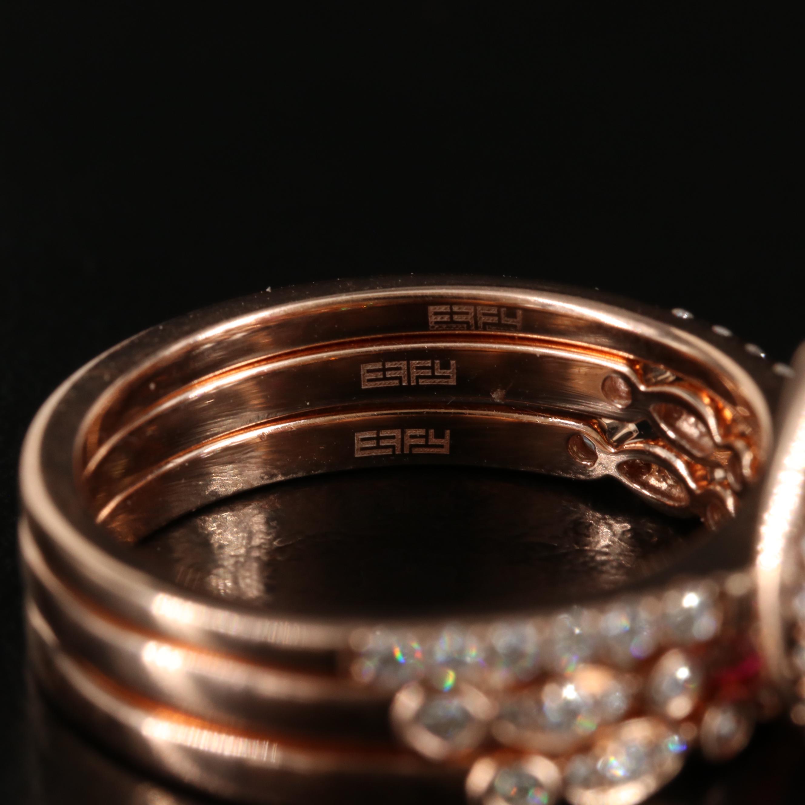 EFFY 14K Rose Gold Ruby and Diamond Stacking Ring Set