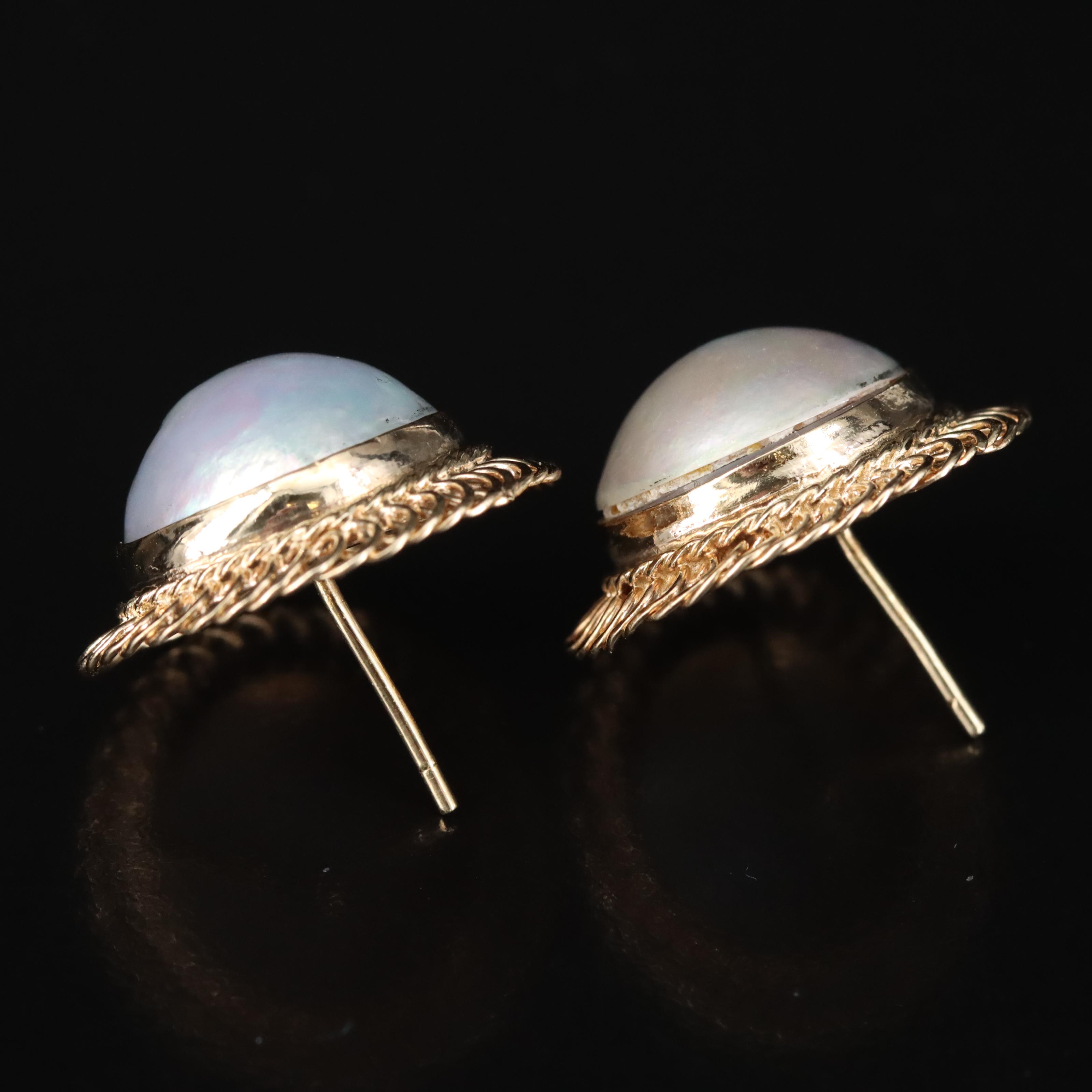14K Mabé Pearl Button Earrings