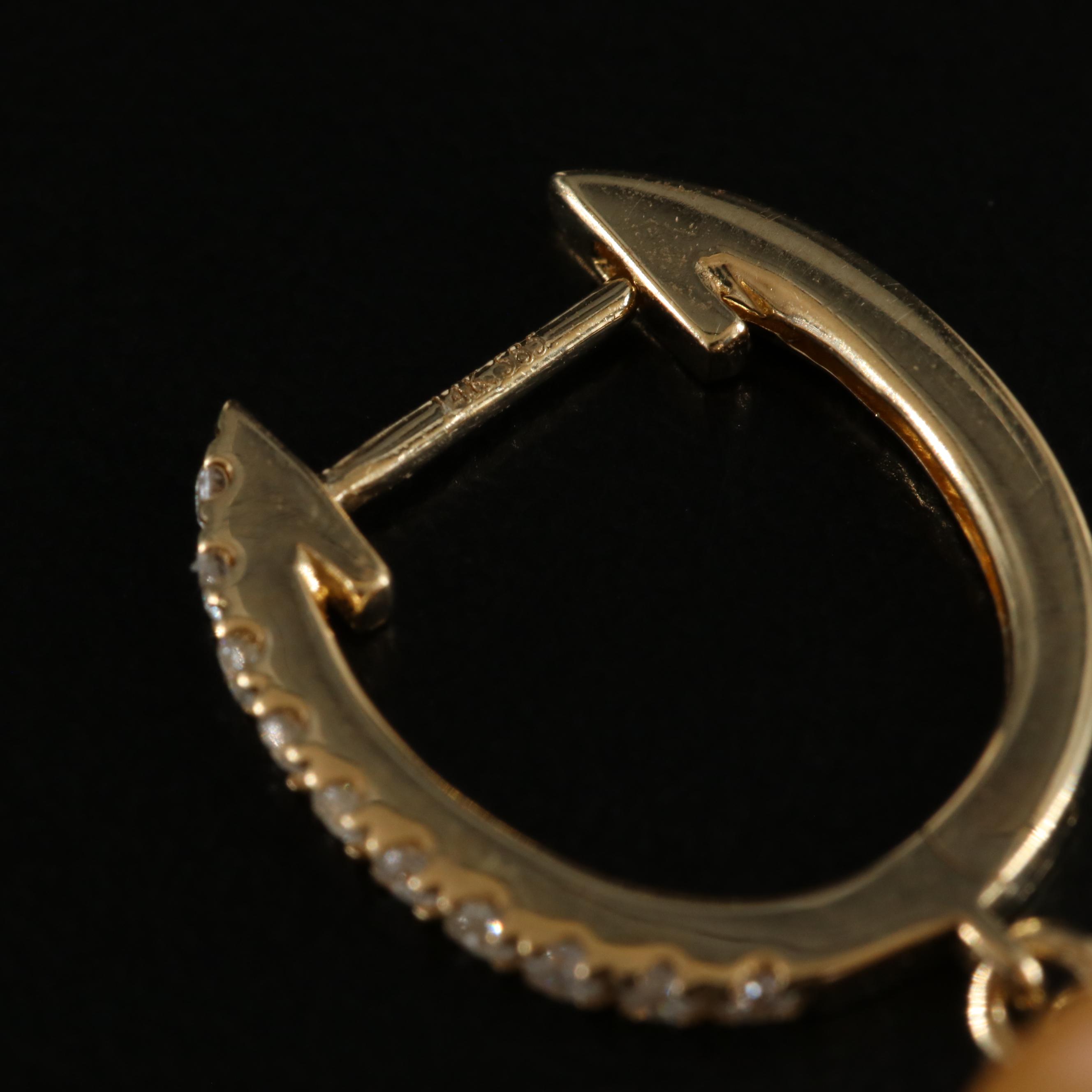 EFFY 14K 10.50 MM Pearl and Diamond Drop Earrings