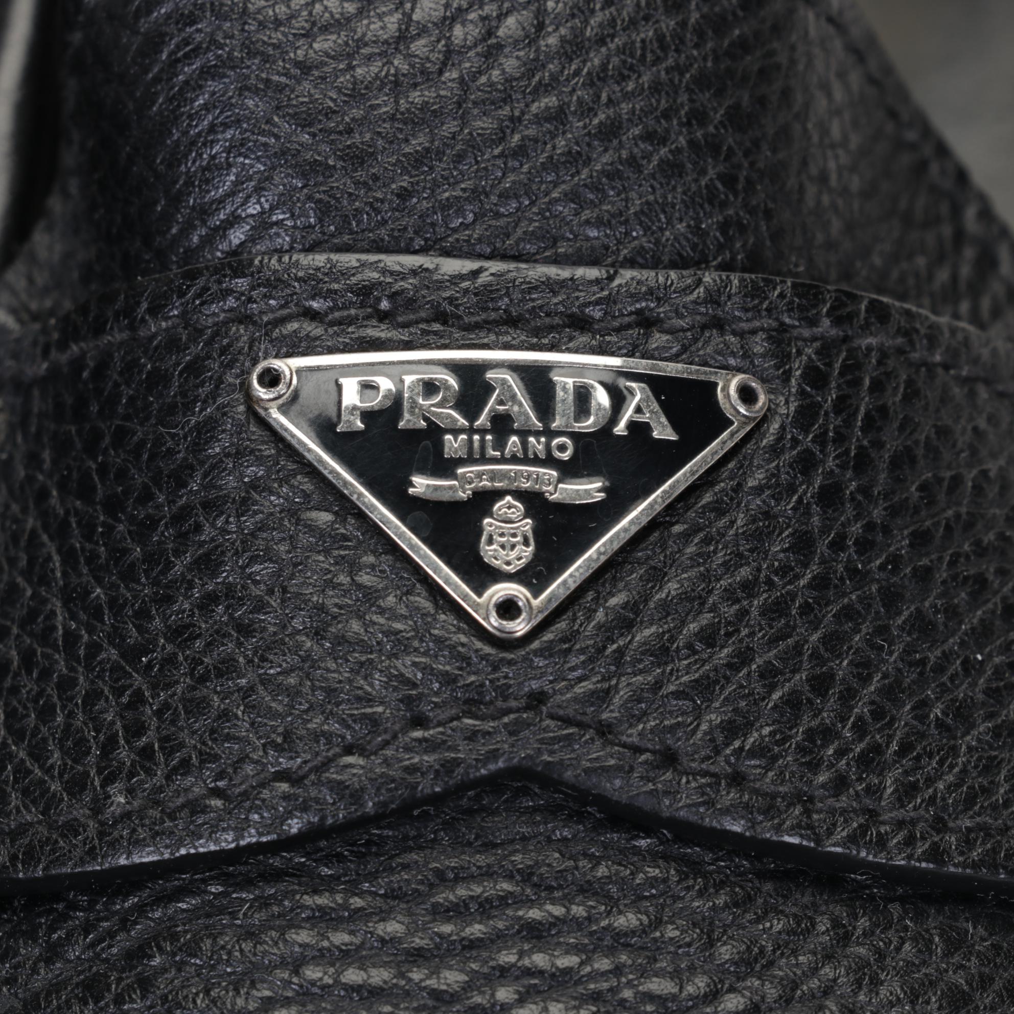 Prada "Daino 1" Men's Black Leather Loafers
