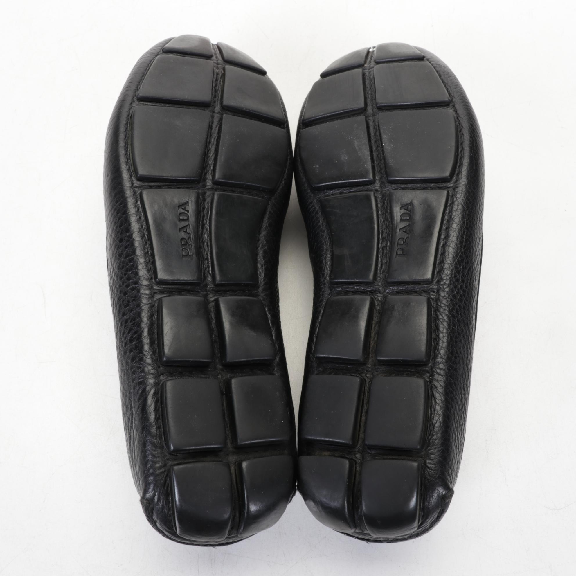 Prada "Daino 1" Men's Black Leather Loafers