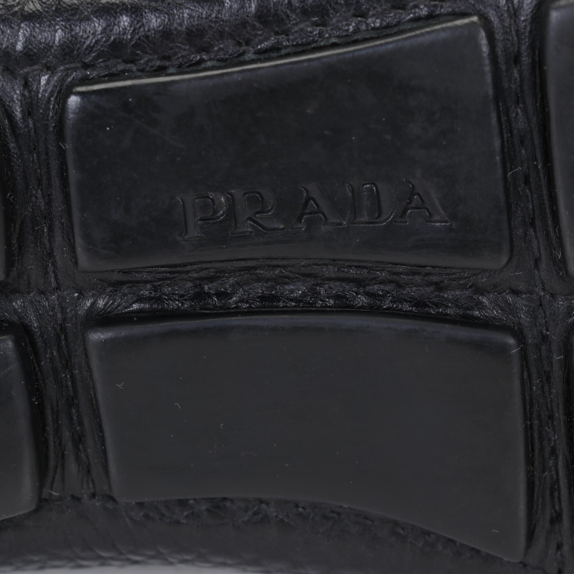 Prada "Daino 1" Men's Black Leather Loafers